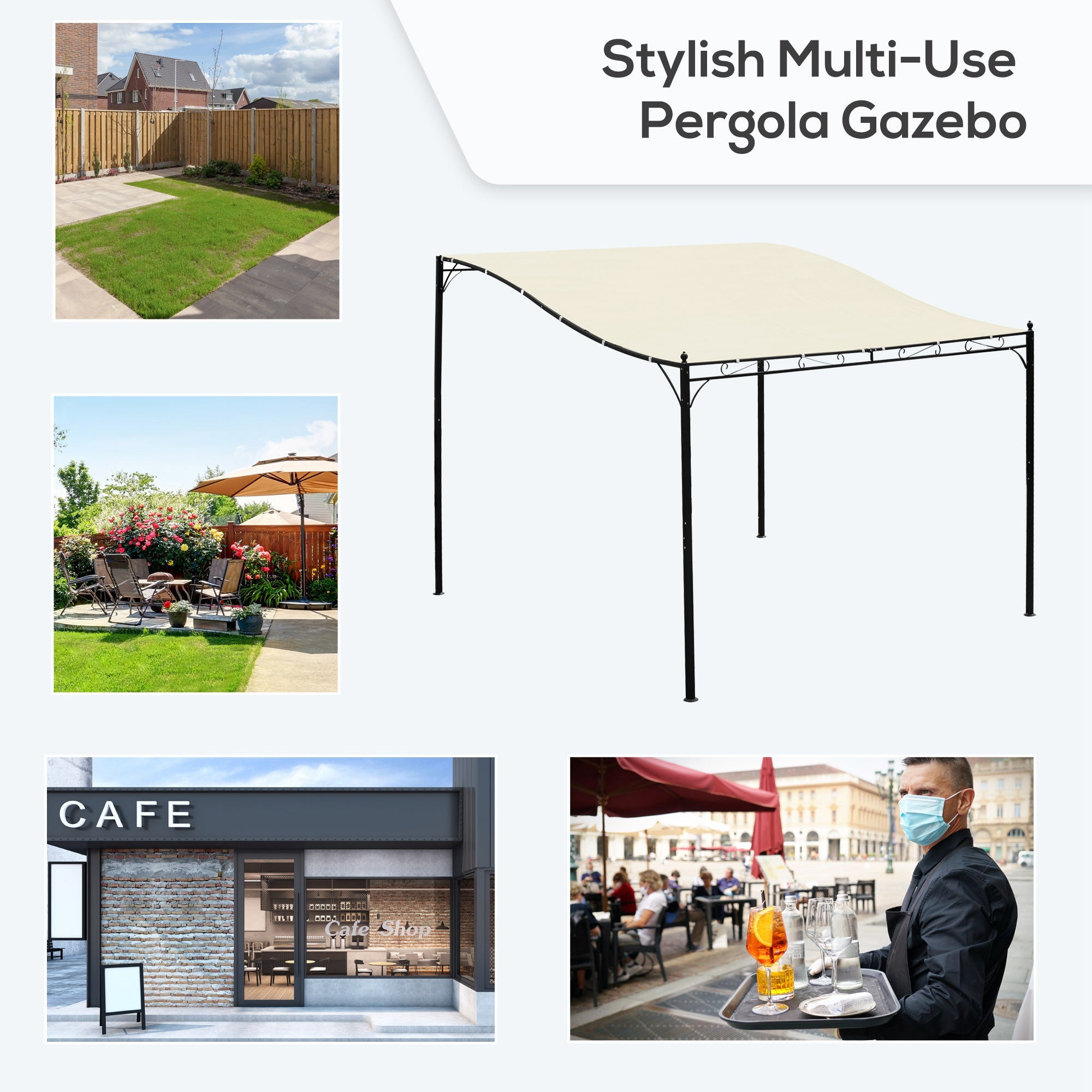 Portable Gazebo 10x10 Steel Cream White - Patio Sunshade-DECOROLALA