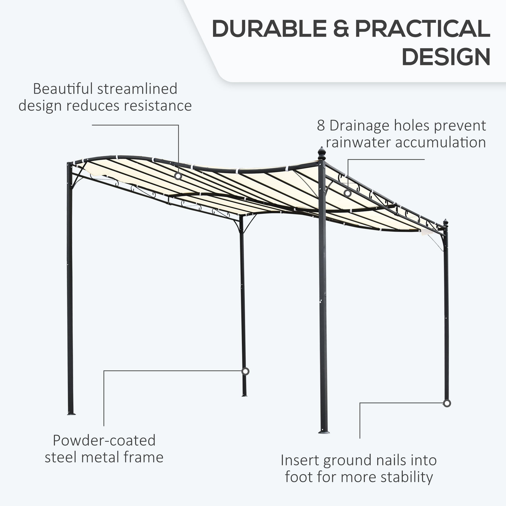 Portable Gazebo 10x10 Steel Cream White - Patio Sunshade-DECOROLALA