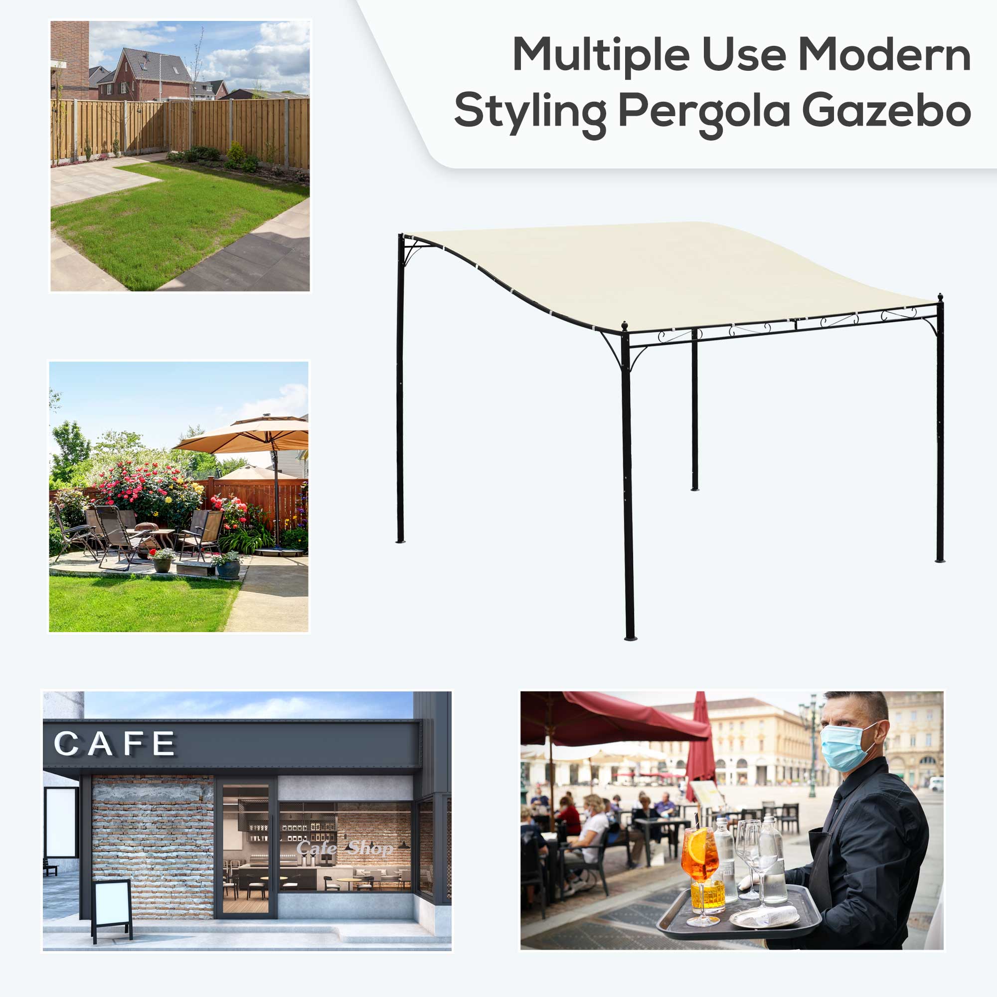 Portable Gazebo 10x10 Steel Cream White - Patio Sunshade-DECOROLALA