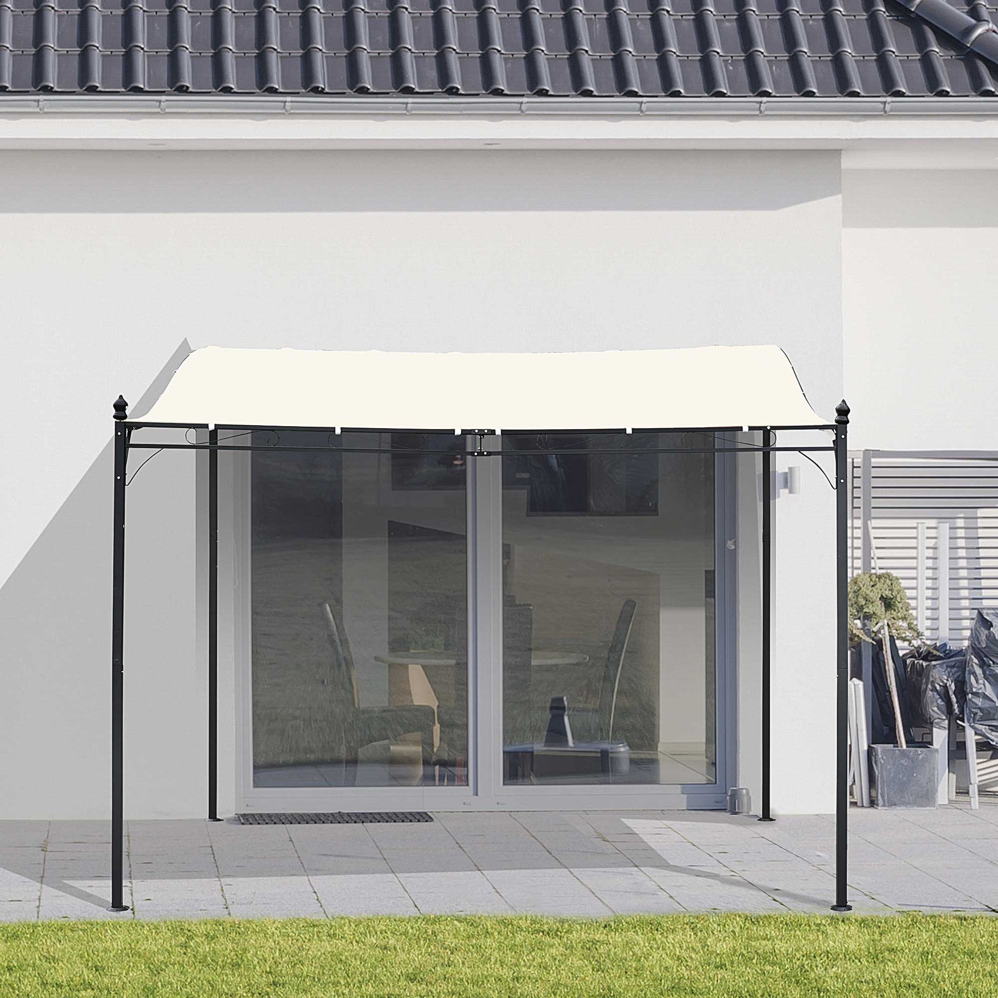 Portable Gazebo 10x10 Steel Cream White - Patio Sunshade-DECOROLALA