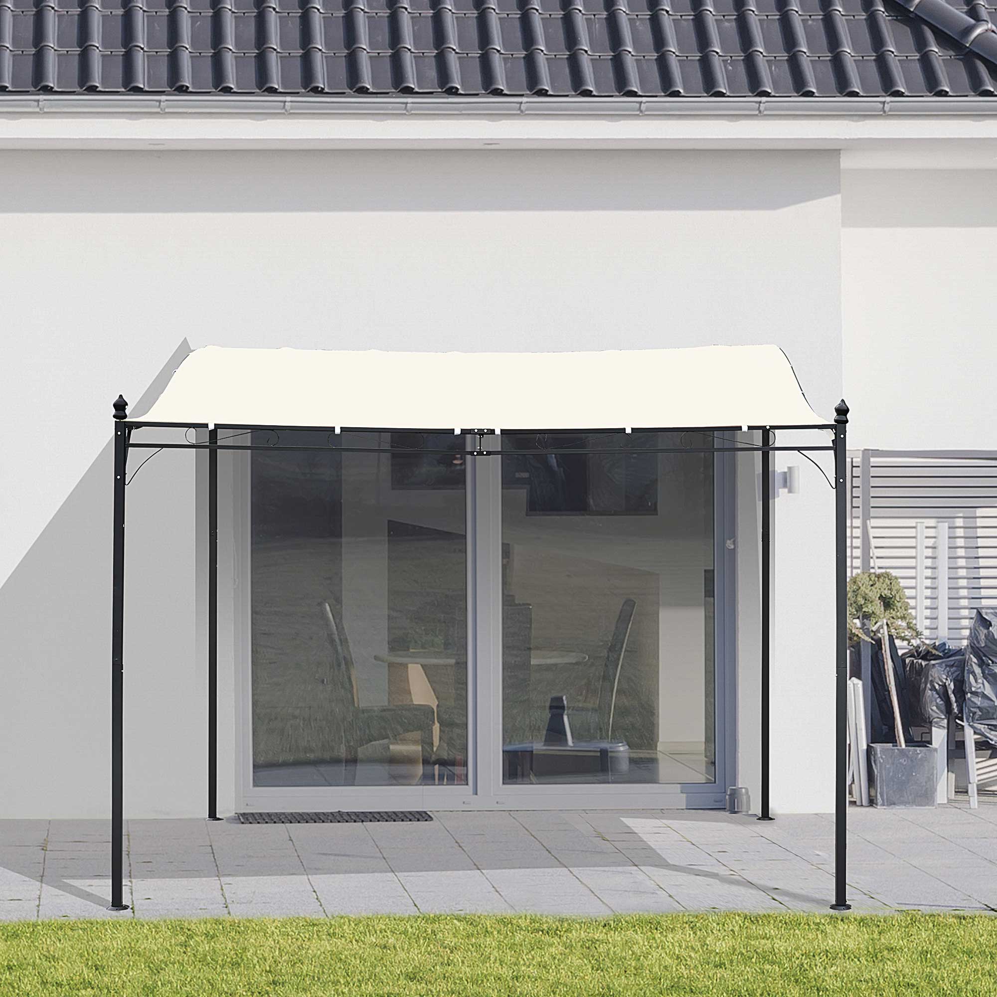 Portable Gazebo 10x10 Steel Cream White - Patio Sunshade-DECOROLALA
