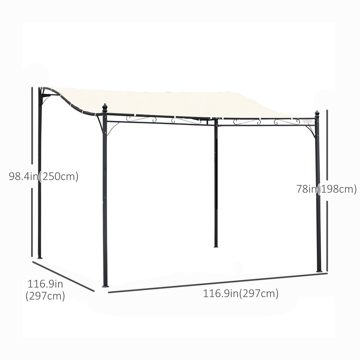 Portable Gazebo 10x10 Steel Cream White - Patio Sunshade-Gazebos-DECOROLALA