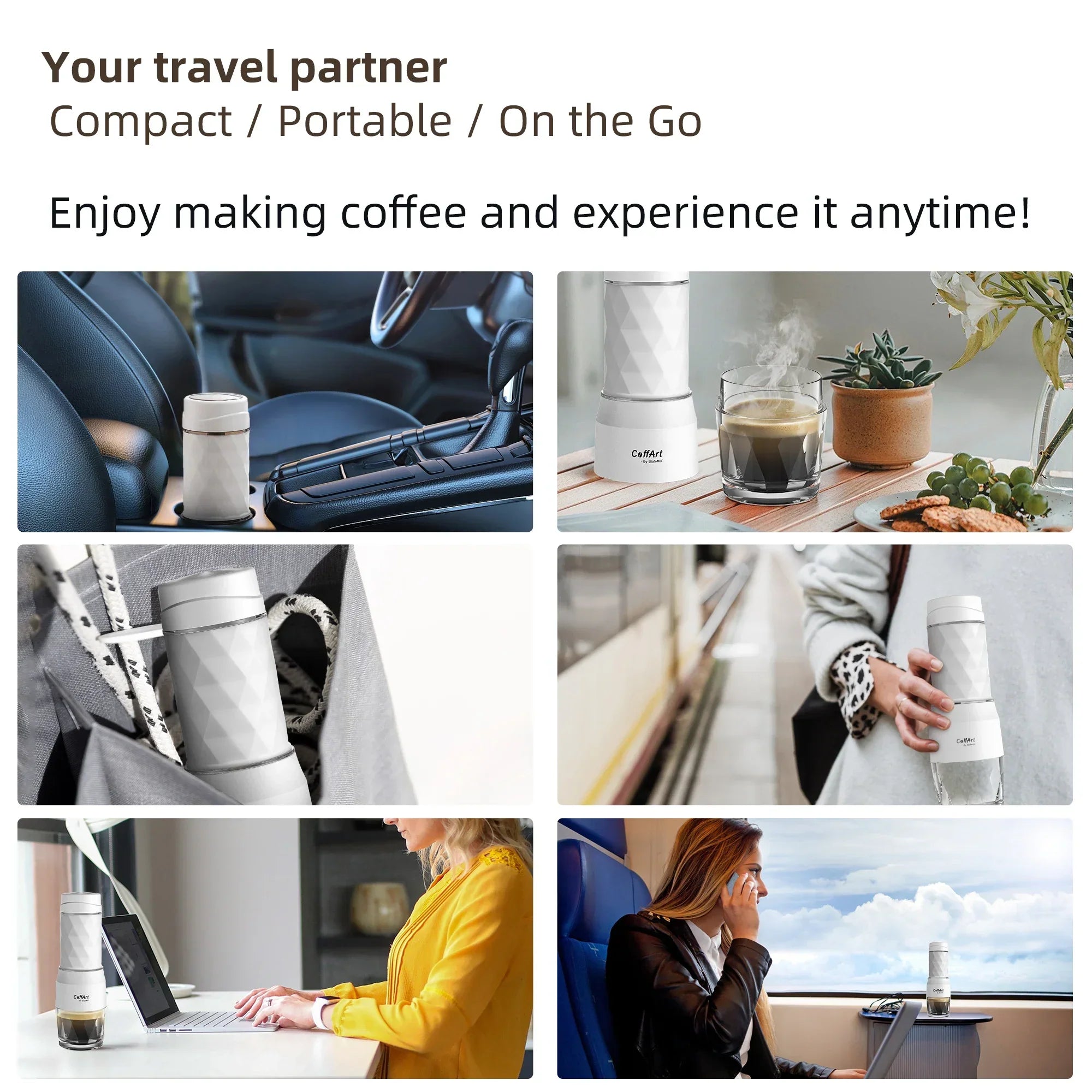 Portable Hand Press Espresso Maker 3 in 1 Travel Coffee Brewer White-Espresso Machine-DECOROLALA