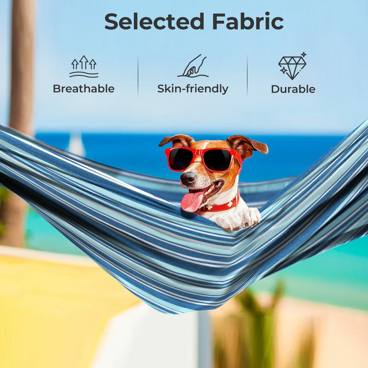 Portable Indoor Outdoor 2-Person Double Hammock Set with Stand and Carrying Cases-Blue-Hammocks-DECOROLALA
