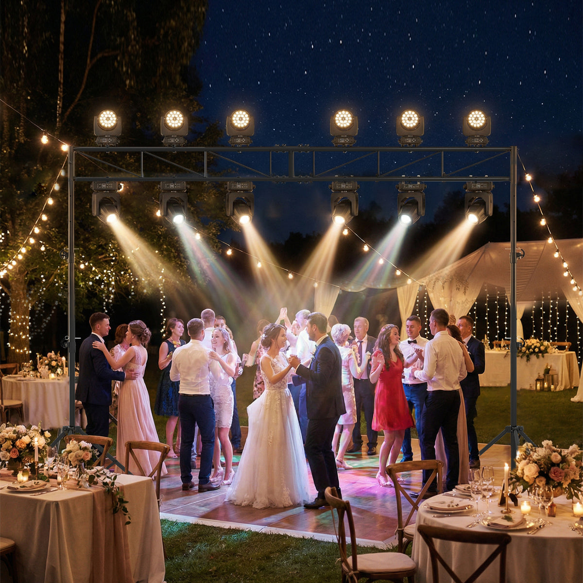 Portable Lighting Truss System Height Adjustable DJ Light Stand with 2 Folding Tripods-Outdoor Decor-DECOROLALA