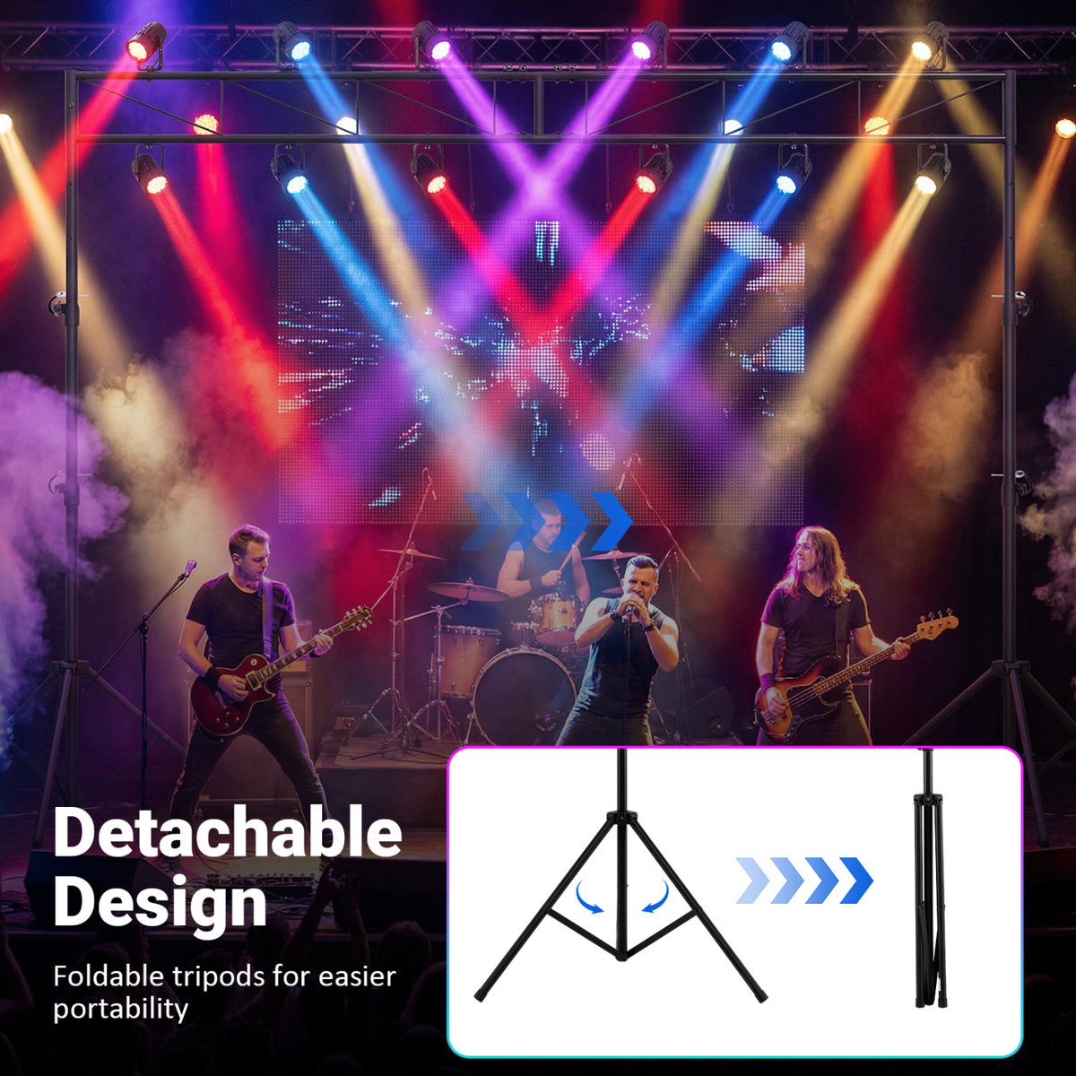 Portable Lighting Truss System Height Adjustable DJ Light Stand with 2 Folding Tripods-Outdoor Decor-DECOROLALA