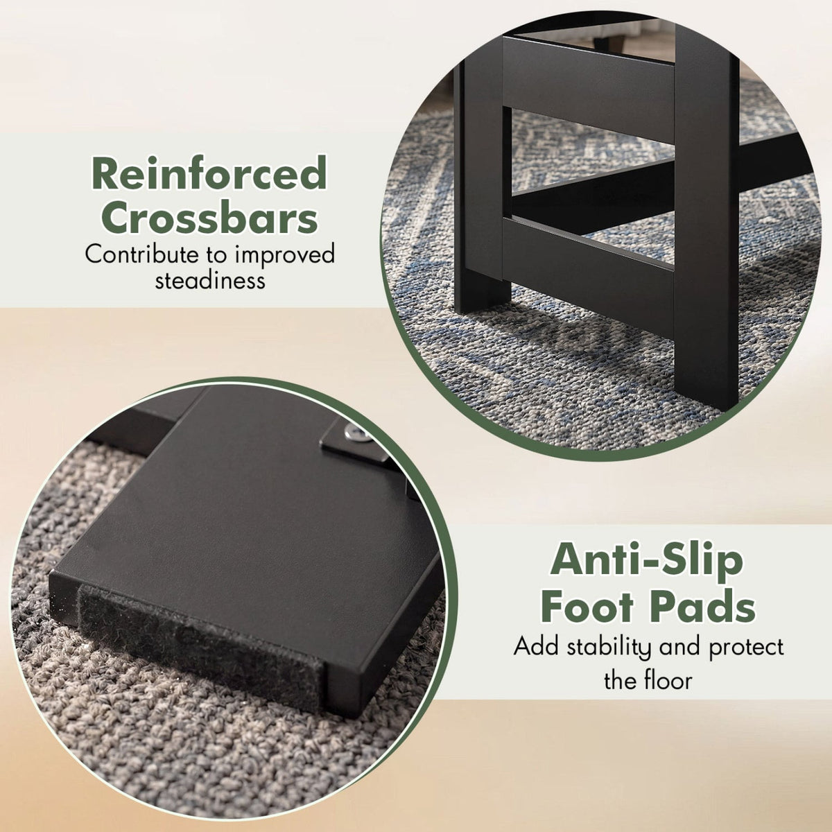 Portable Low Floor Table with Foldable Legs for Living Room-Black-Coffee Tables-DECOROLALA