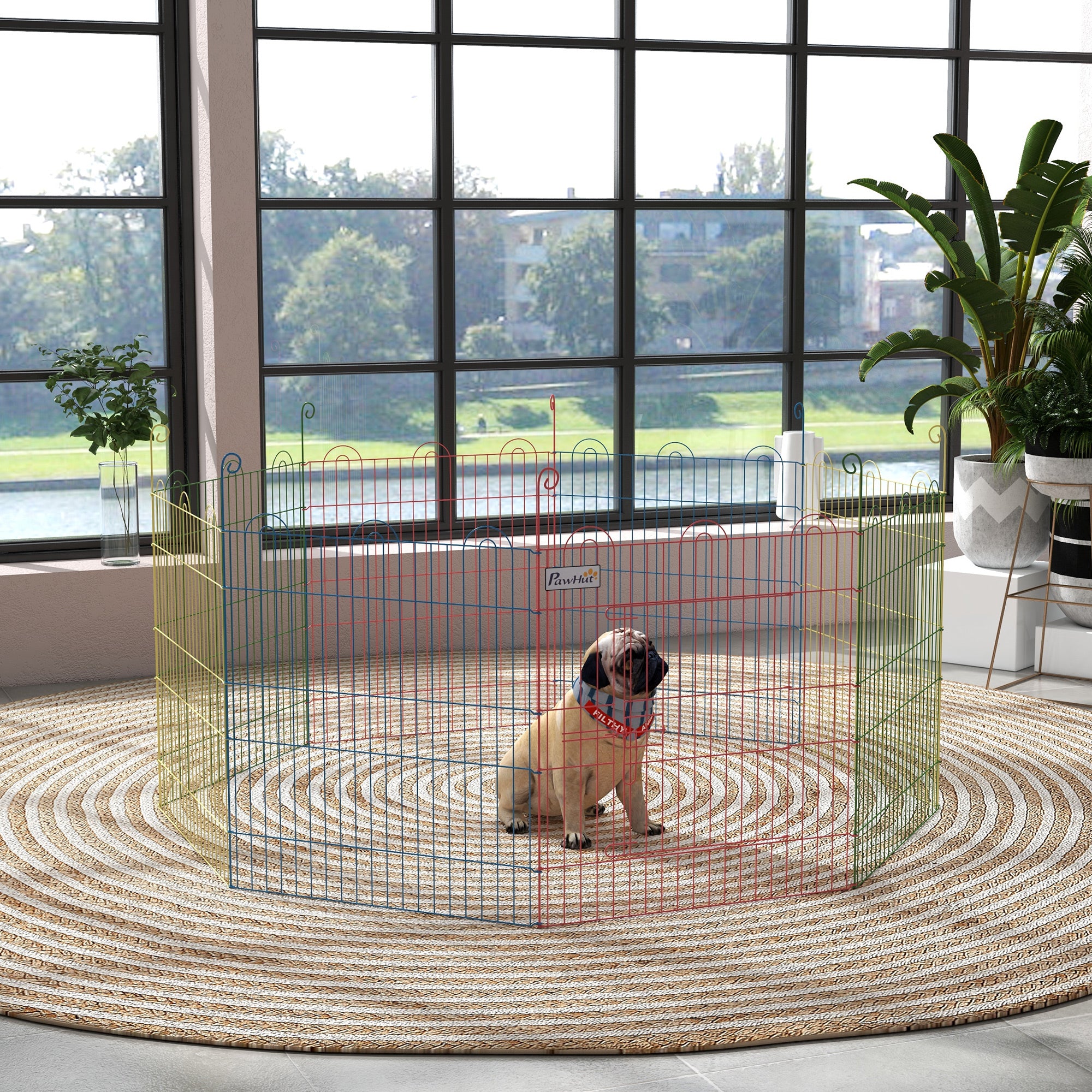 Portable Metal Pet Playpen - 24" Multi-colored 8-Panel Fence-Dogs-DECOROLALA