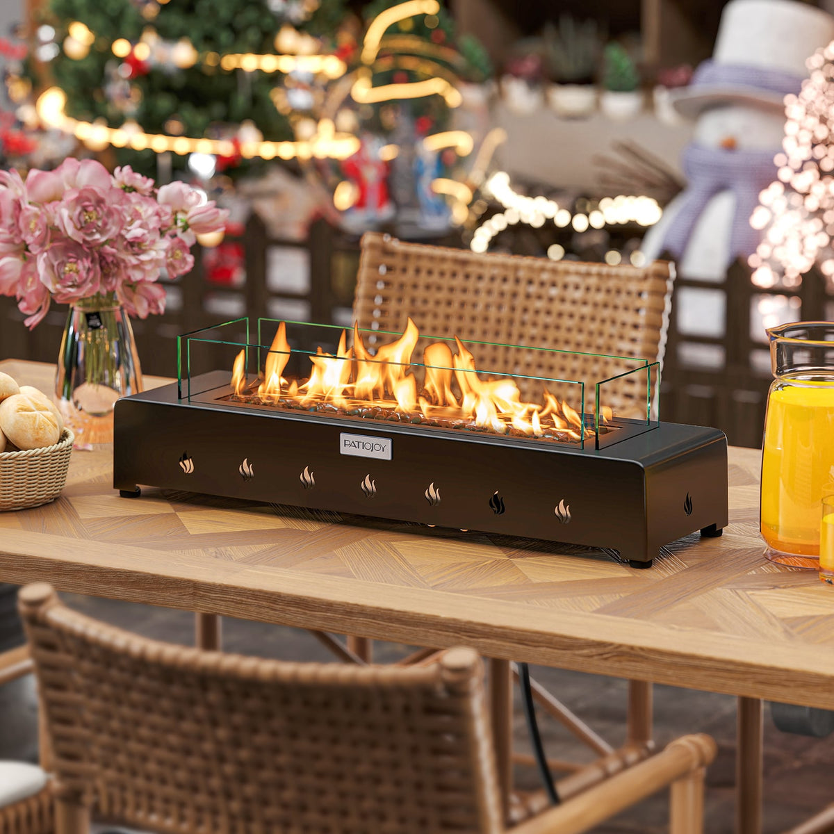 Portable Mini Fireplace with Wind Guard and Stainless Steel Burner-Fire Pits-DECOROLALA