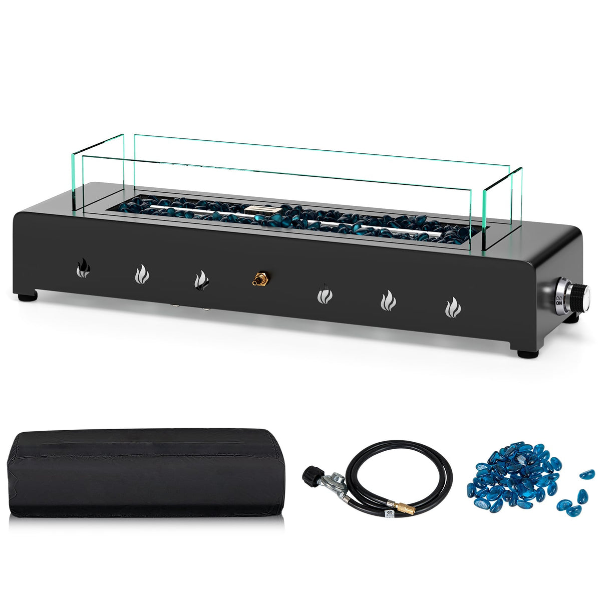 Portable Mini Fireplace with Wind Guard and Stainless Steel Burner-Fire Pits-DECOROLALA