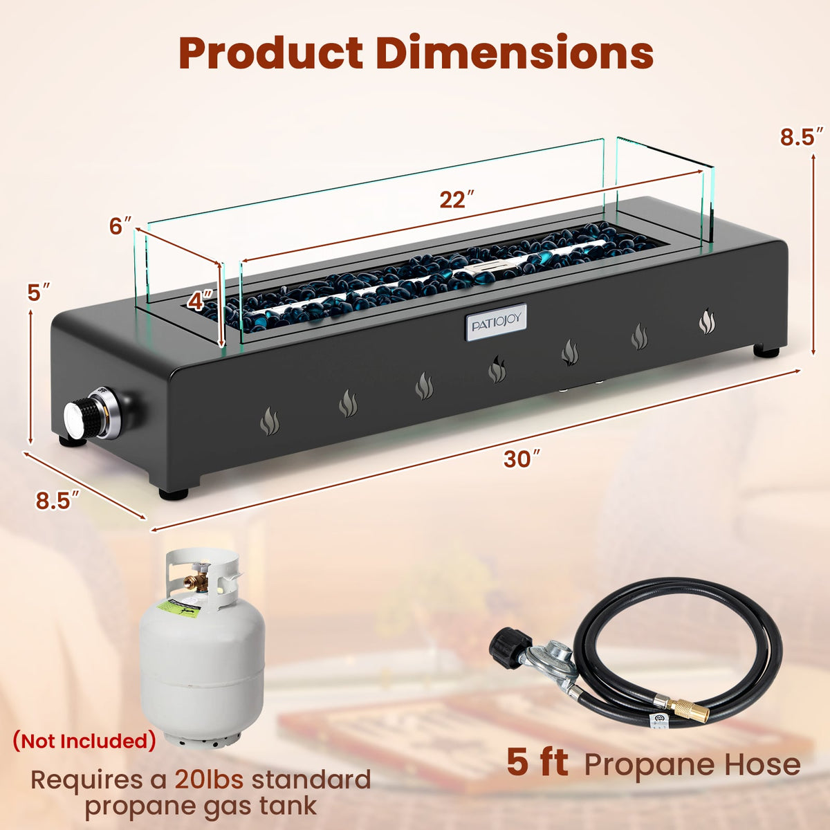 Portable Mini Fireplace with Wind Guard and Stainless Steel Burner-Fire Pits-DECOROLALA