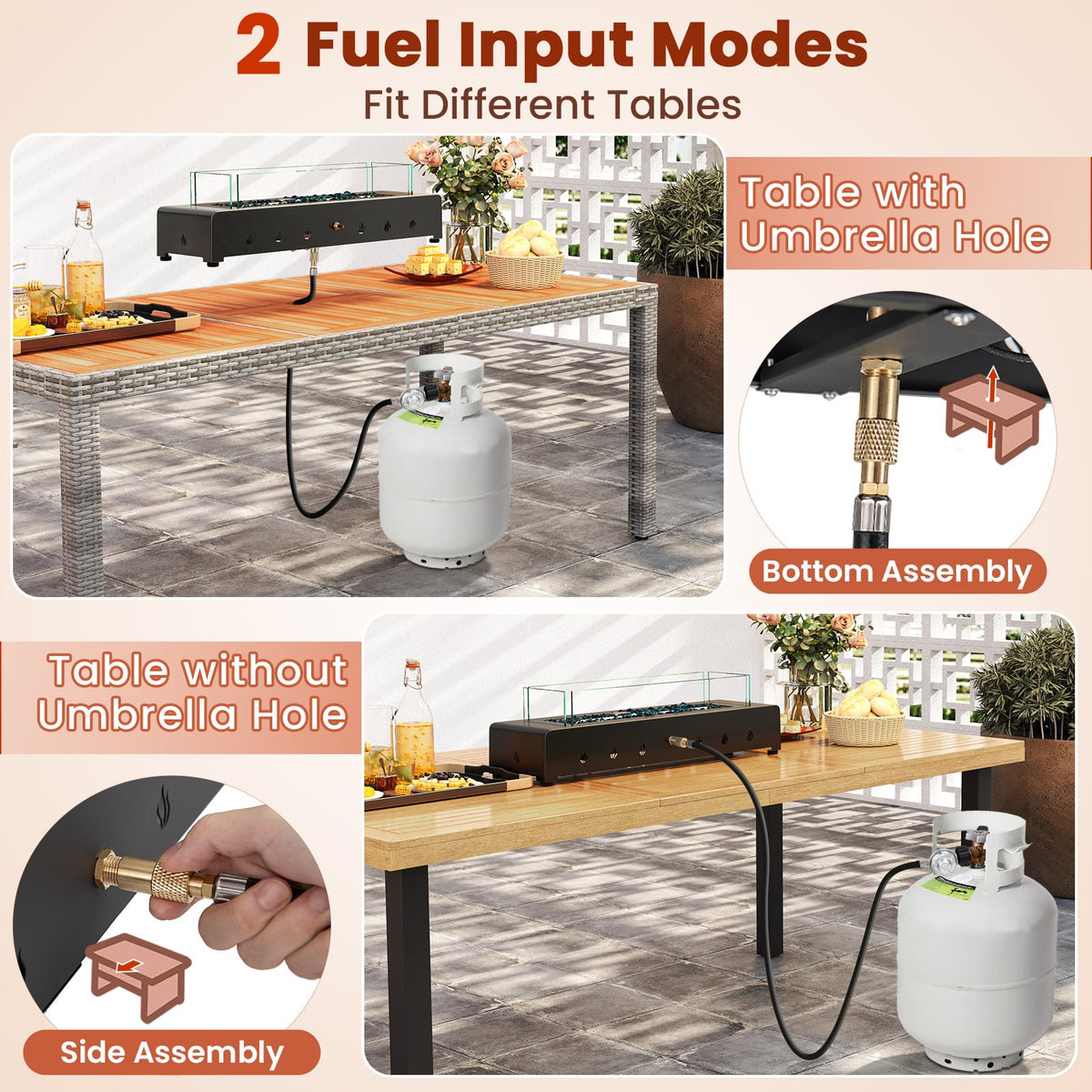 Portable Mini Fireplace with Wind Guard and Stainless Steel Burner-Fire Pits-DECOROLALA