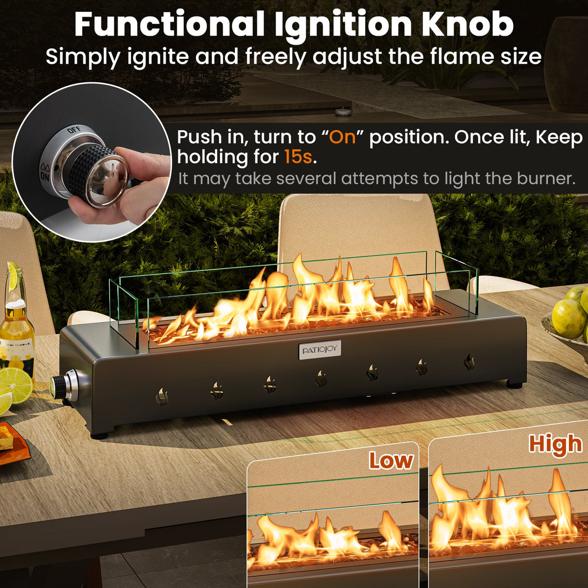 Portable Mini Fireplace with Wind Guard and Stainless Steel Burner-Fire Pits-DECOROLALA