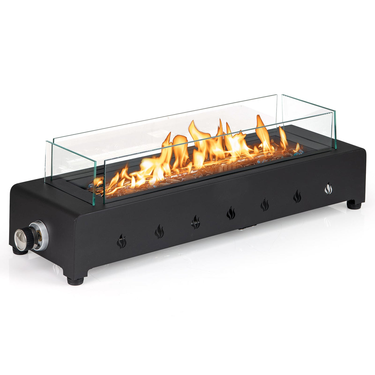 Portable Mini Fireplace with Wind Guard and Stainless Steel Burner-Fire Pits-DECOROLALA
