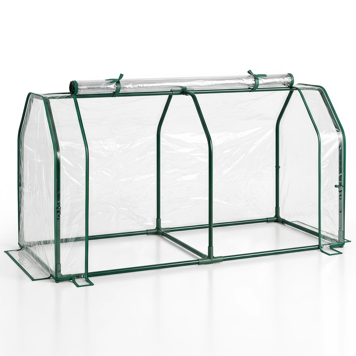 Portable Mini Greenhouse Small Garden Greenhouse with PE Cover and Zippered Roll-up Door for Vegetables-Transparent-Greenhouses-DECOROLALA