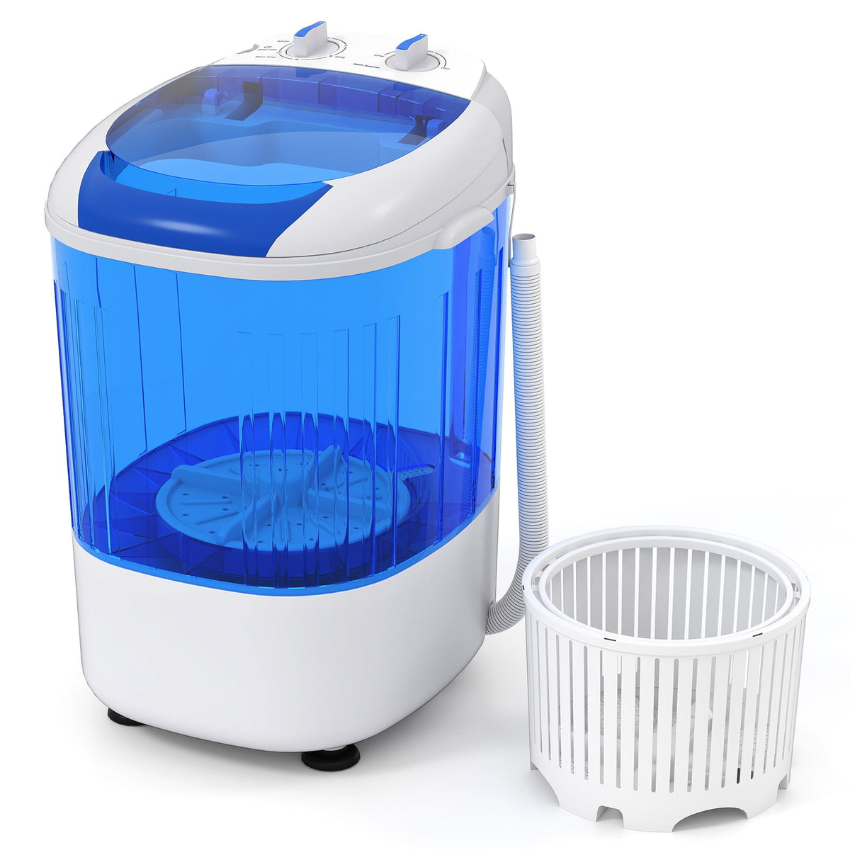 Portable Mini Semi-automatic Washing Machine with Spin Tub and Drain Hose 2.5 kg Capacity-Blue-Washing Machines-DECOROLALA