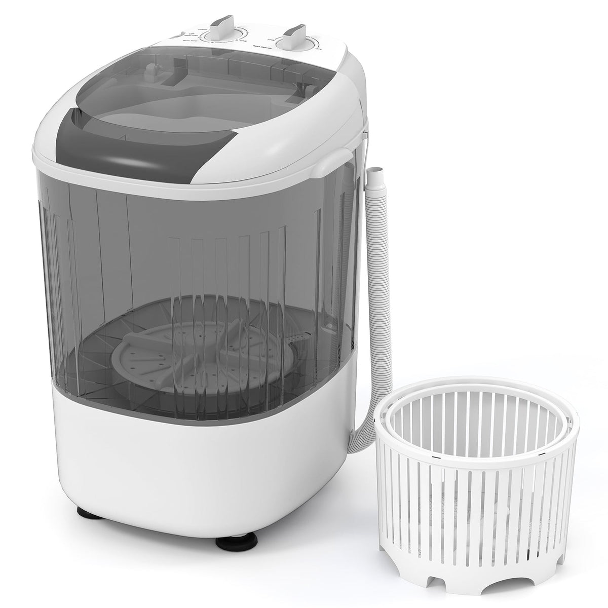Portable Mini Semi-automatic Washing Machine with Spin Tub and Drain Hose 2.5 kg Capacity-Gray-Washing Machines-DECOROLALA