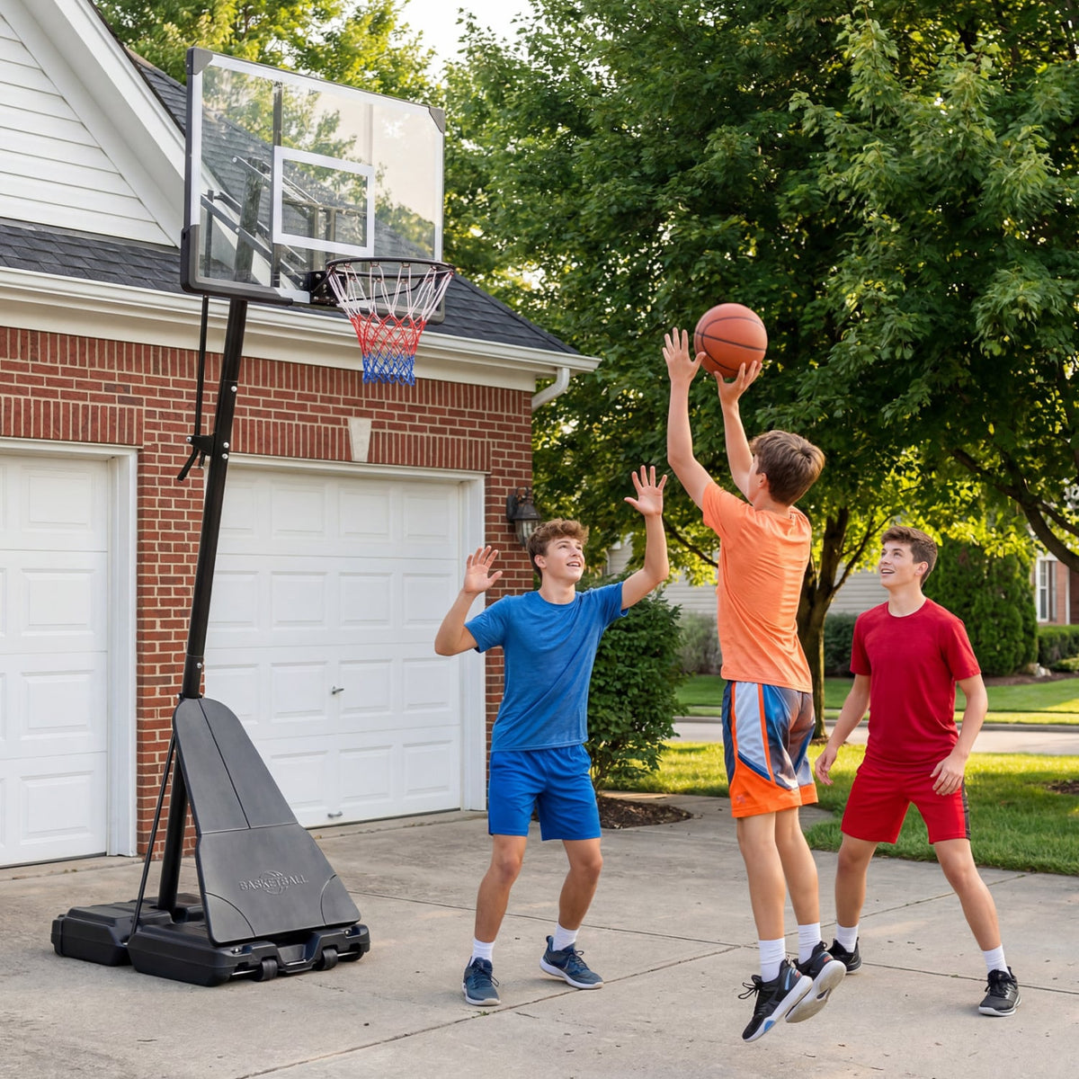 Portable Outdoor Basketball Hoop 8-10 FT Height Adjustable Basketball Goal System-Sporting Goods-DECOROLALA