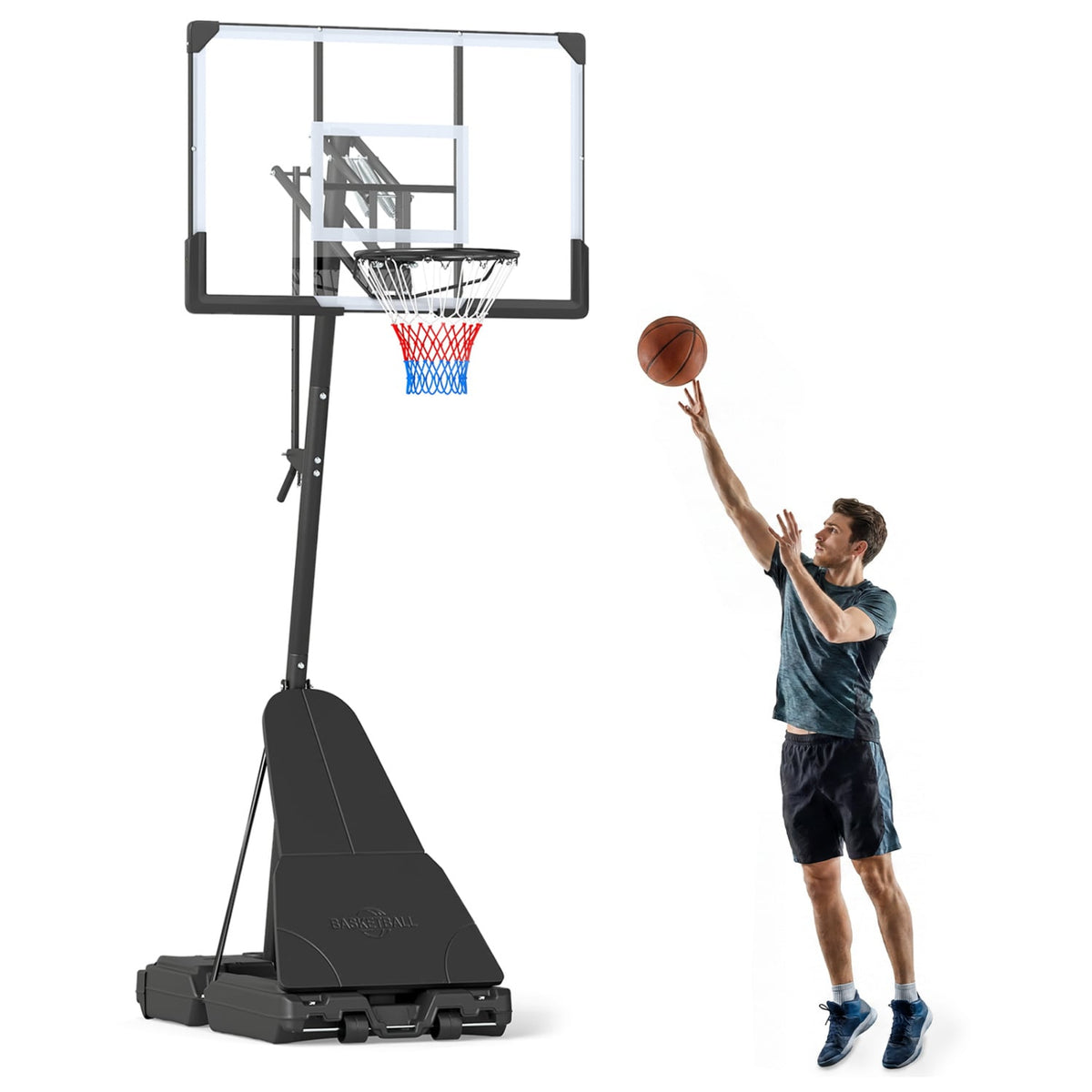 Portable Outdoor Basketball Hoop 8-10 FT Height Adjustable Basketball Goal System-Sporting Goods-DECOROLALA