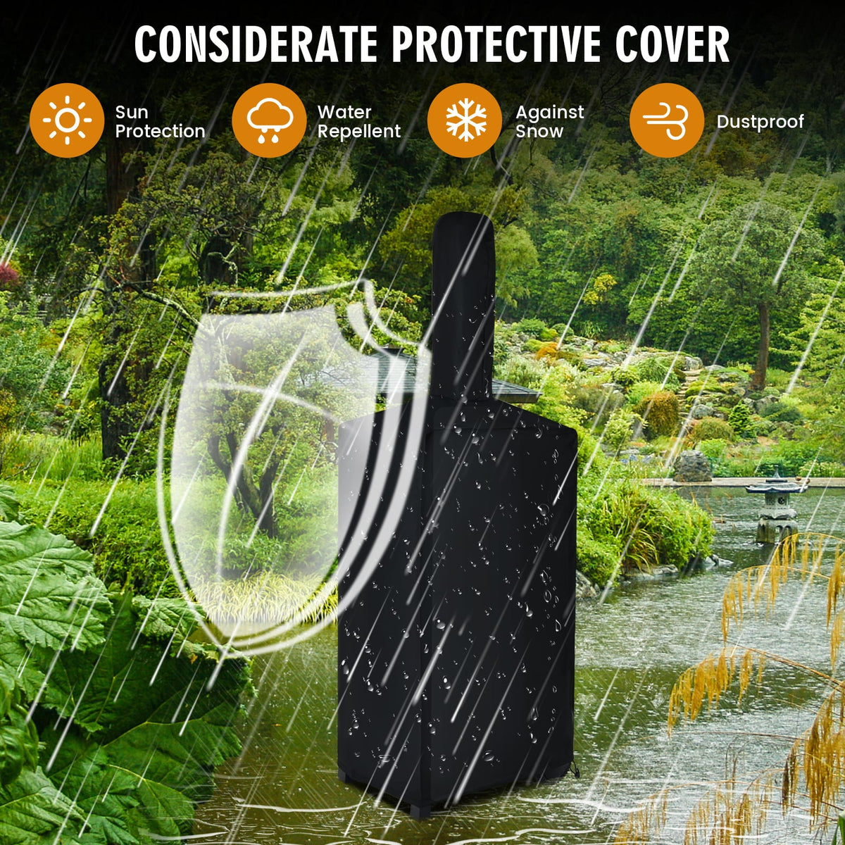 Portable Outdoor Pizza Oven with Pizza Stone and Waterproof Cover-Outdoor Grills-DECOROLALA