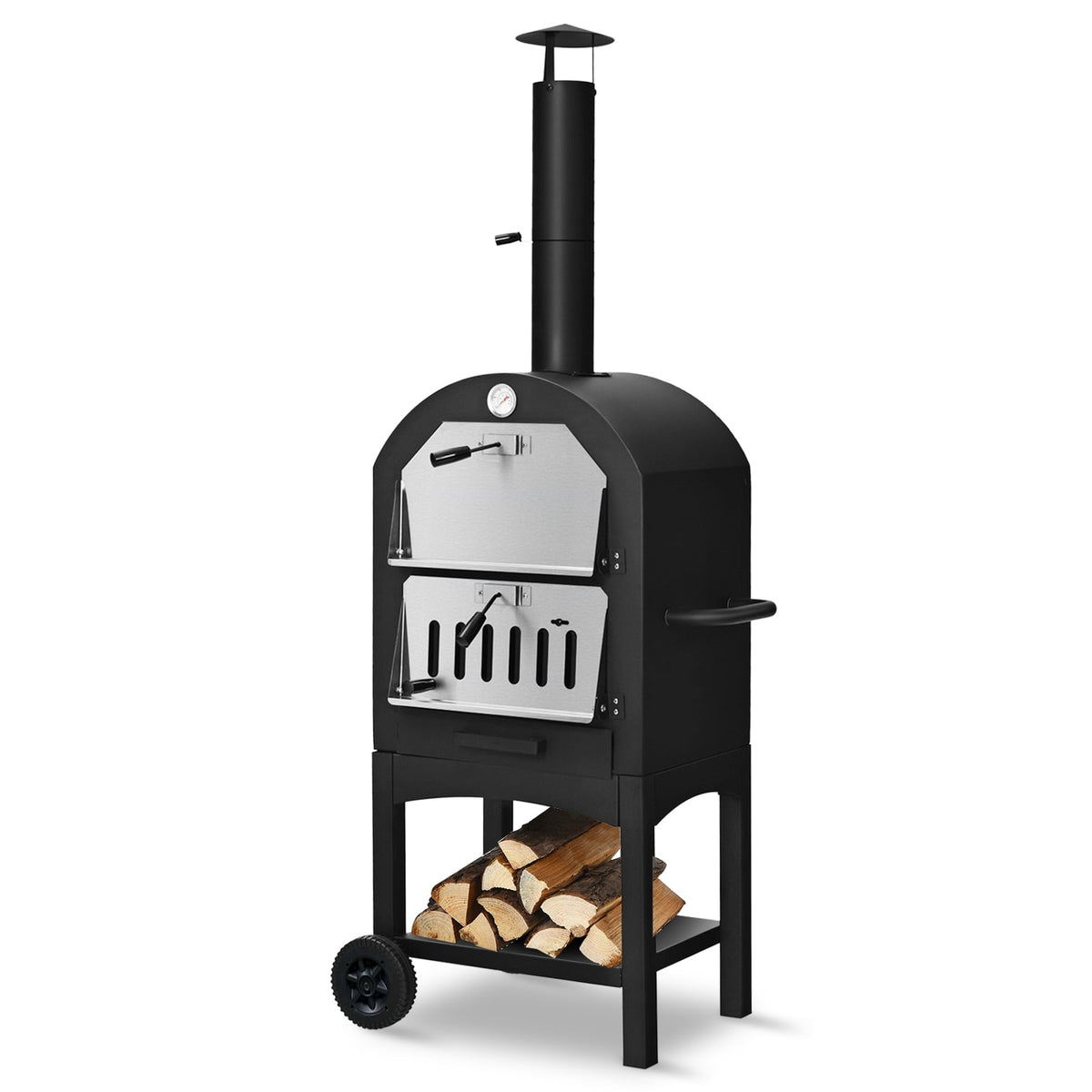 Portable Outdoor Pizza Oven with Pizza Stone and Waterproof Cover-Outdoor Grills-DECOROLALA