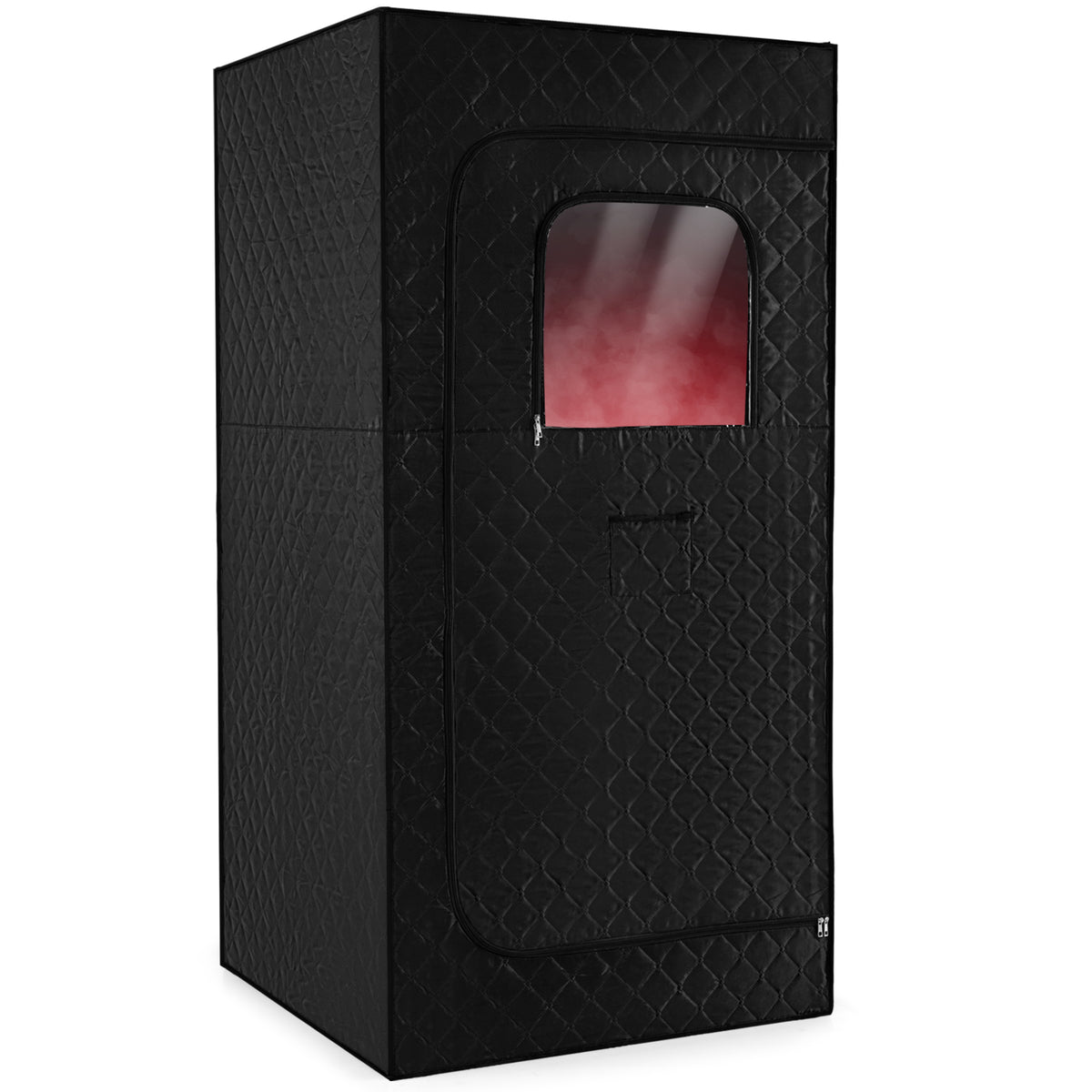Portable Steam Sauna Box with 3L/1200W Fast-Heat Steamer and 15-Level Temperature-Black-Saunas-DECOROLALA