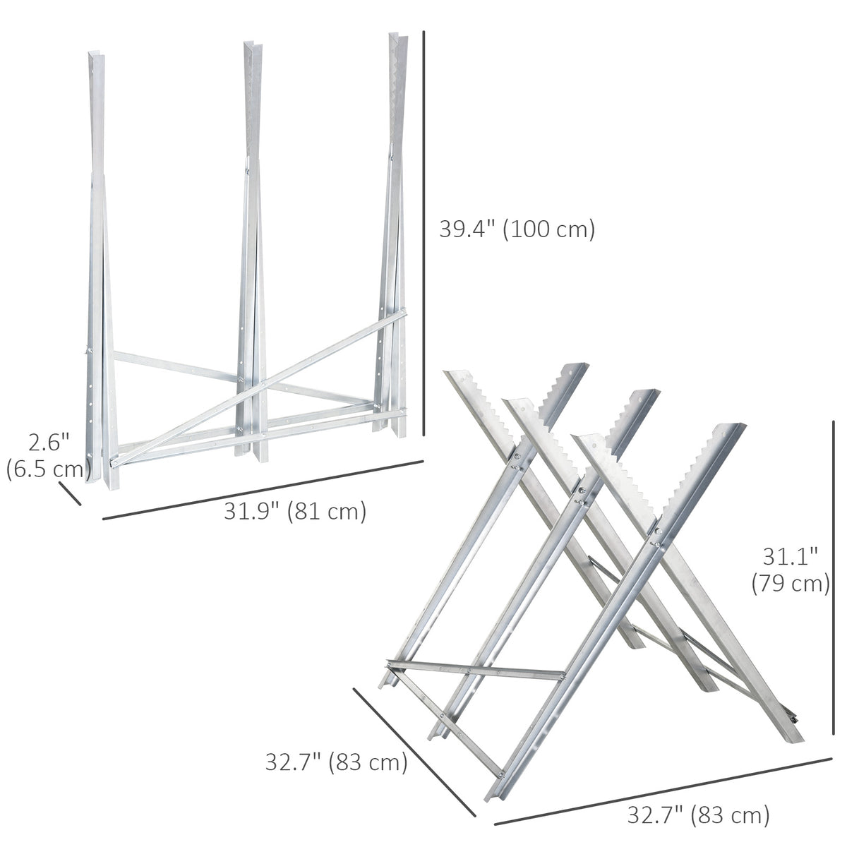 Portable Steel Sawhorse - Foldable 220 lbs Capacity Silver-Home Improvement > Tools-DECOROLALA