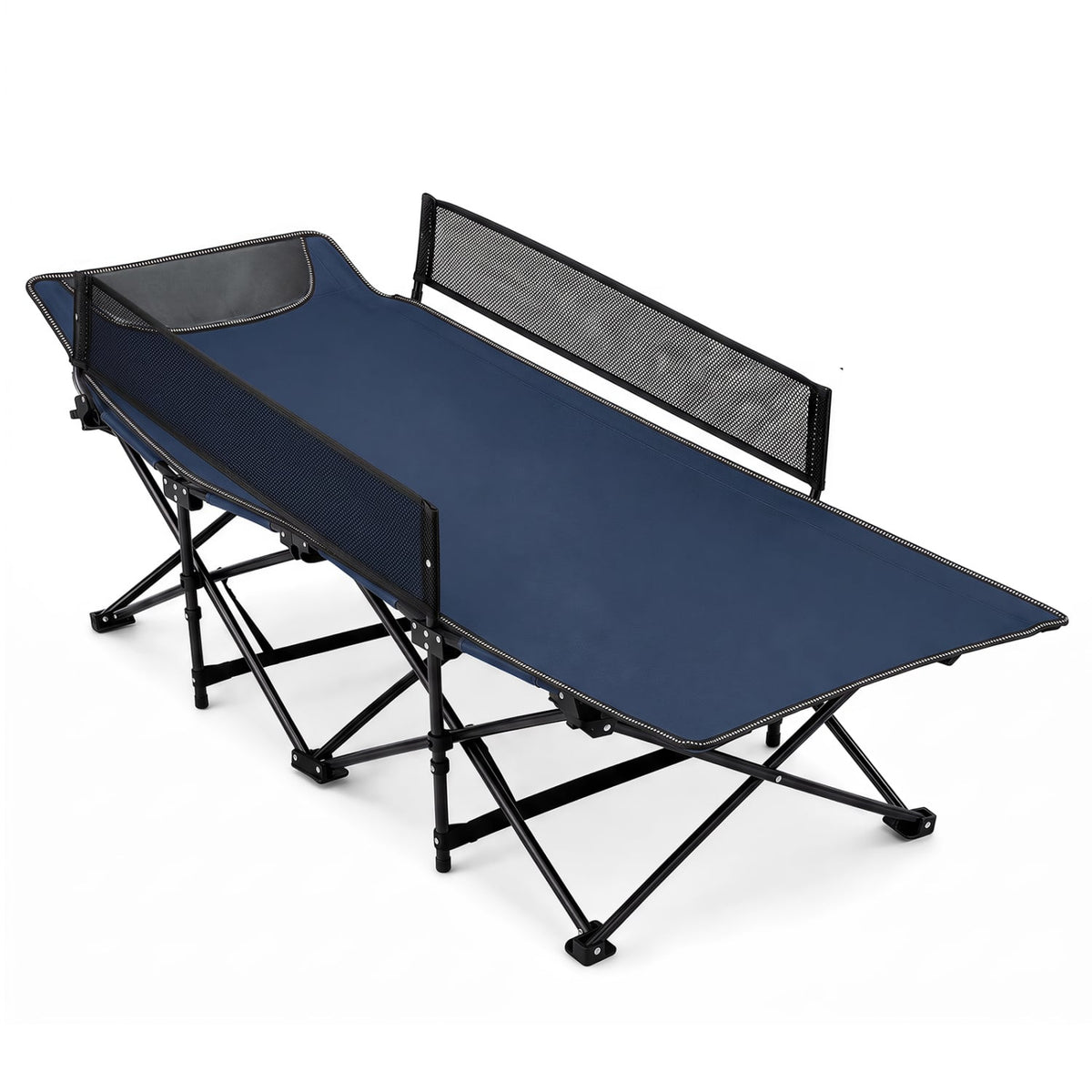 Portable Travel Toddler Cot Bed with Guardrail for Outdoor Indoor-Navy-Camping Furniture-DECOROLALA
