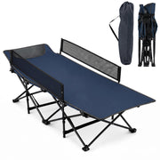 Portable Travel Toddler Cot Bed with Guardrail for Outdoor Indoor-Navy-Camping Furniture-DECOROLALA