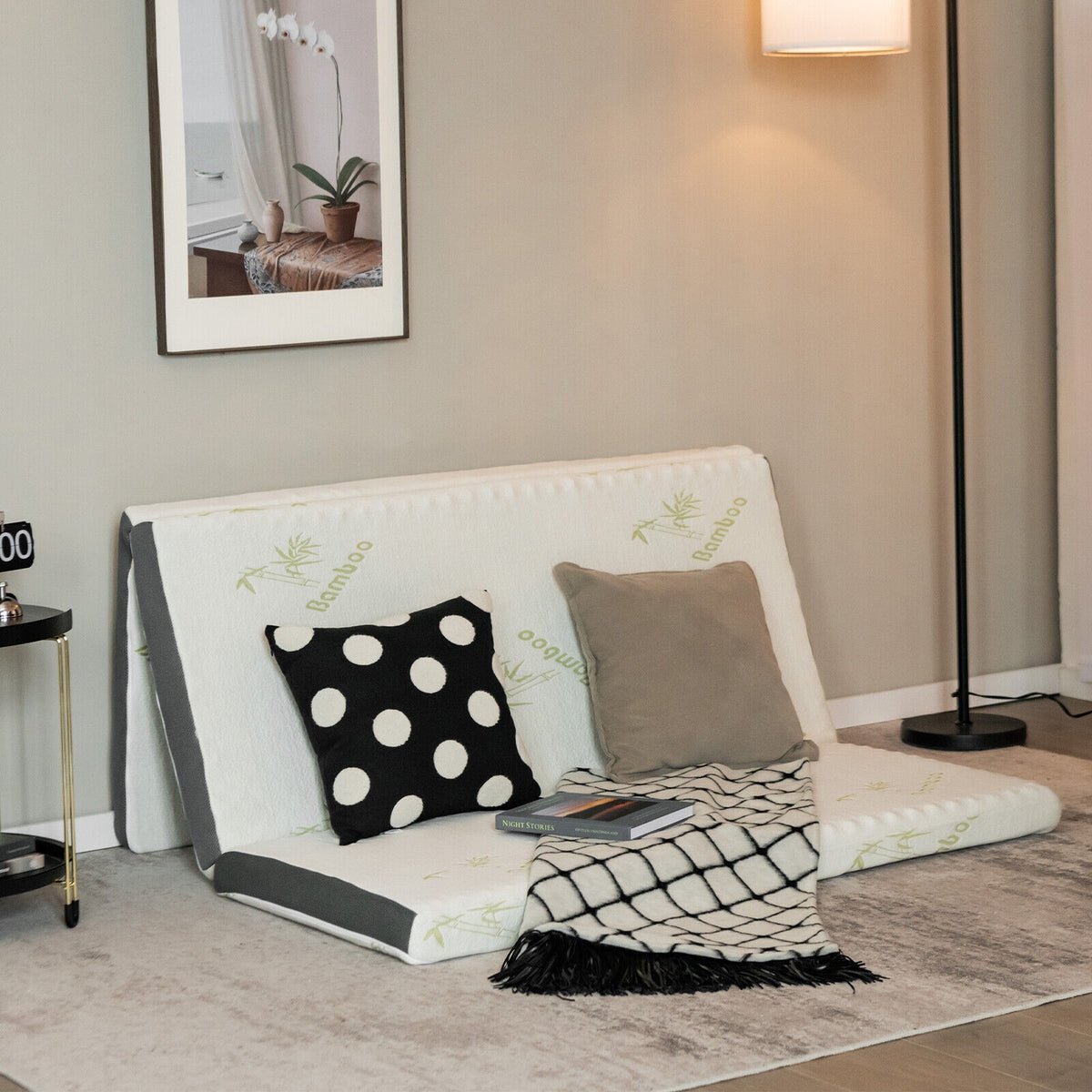 Portable Tri-fold Memory Foam Floor Mattress Topper Portable with Carrying Bag-L-Mattresses-DECOROLALA