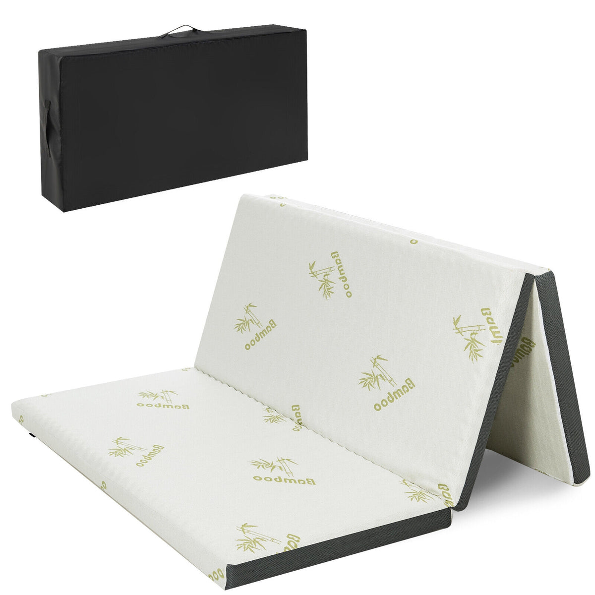 Portable Tri-fold Memory Foam Floor Mattress Topper Portable with Carrying Bag-L-Mattresses-DECOROLALA