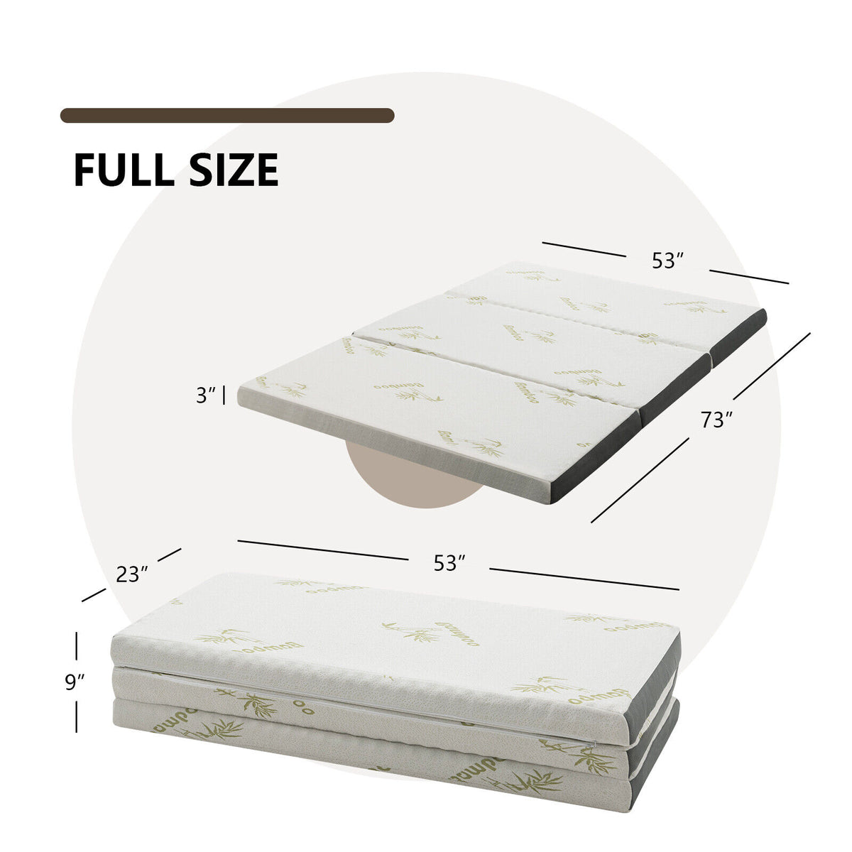Portable Tri-fold Memory Foam Floor Mattress Topper Portable with Carrying Bag-M-Mattresses-DECOROLALA