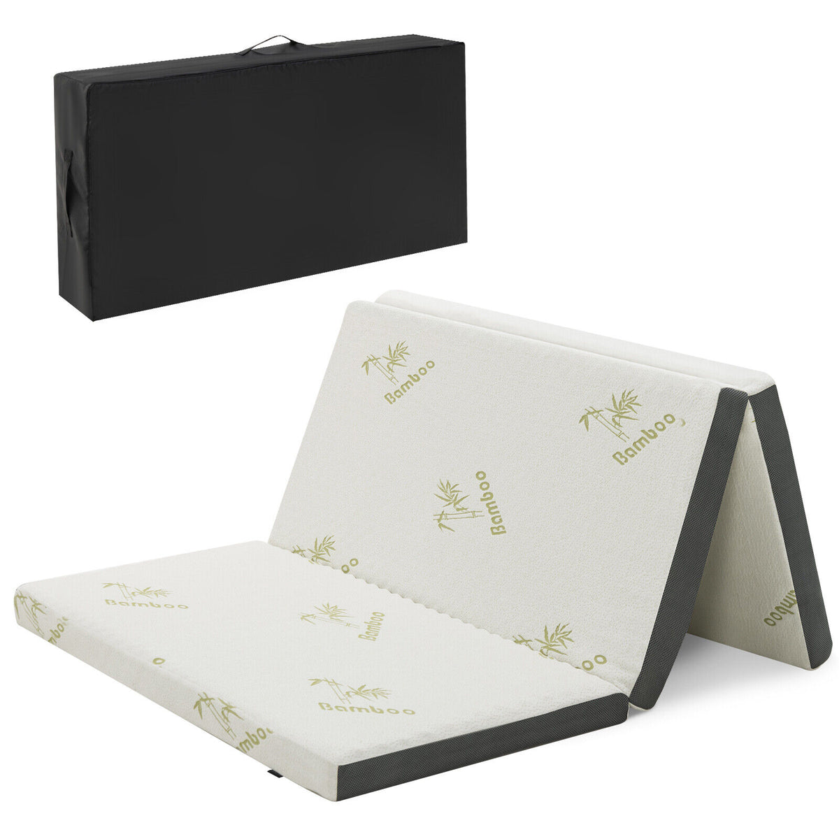 Portable Tri-fold Memory Foam Floor Mattress Topper Portable with Carrying Bag-M-Mattresses-DECOROLALA