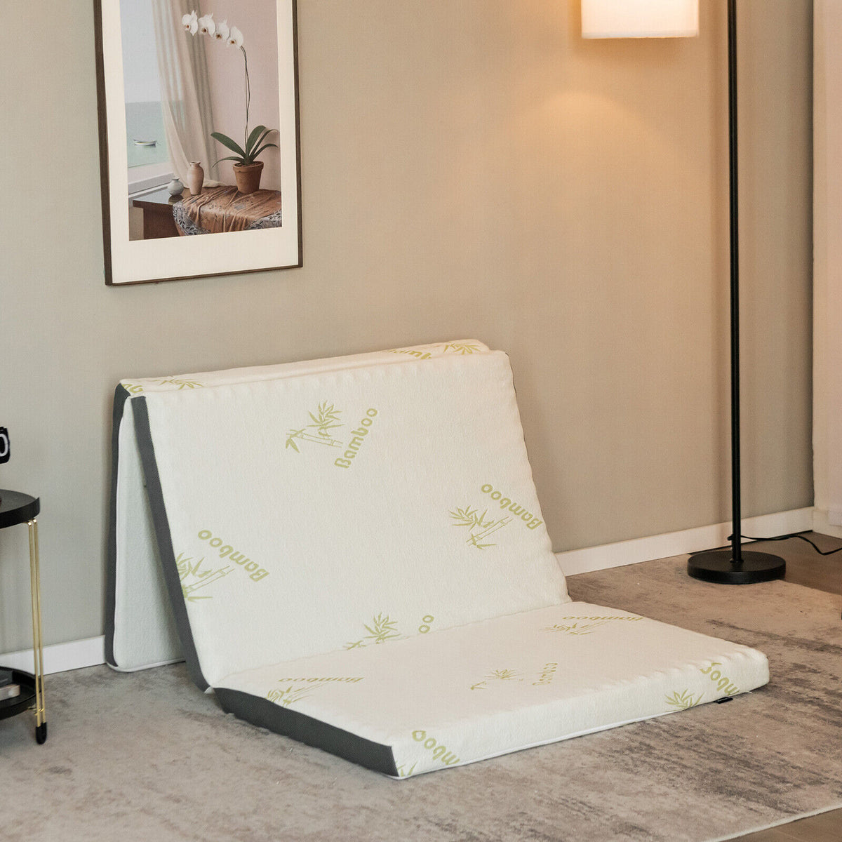 Portable Tri-fold Memory Foam Floor Mattress Topper Portable with Carrying Bag-S-Mattresses-DECOROLALA