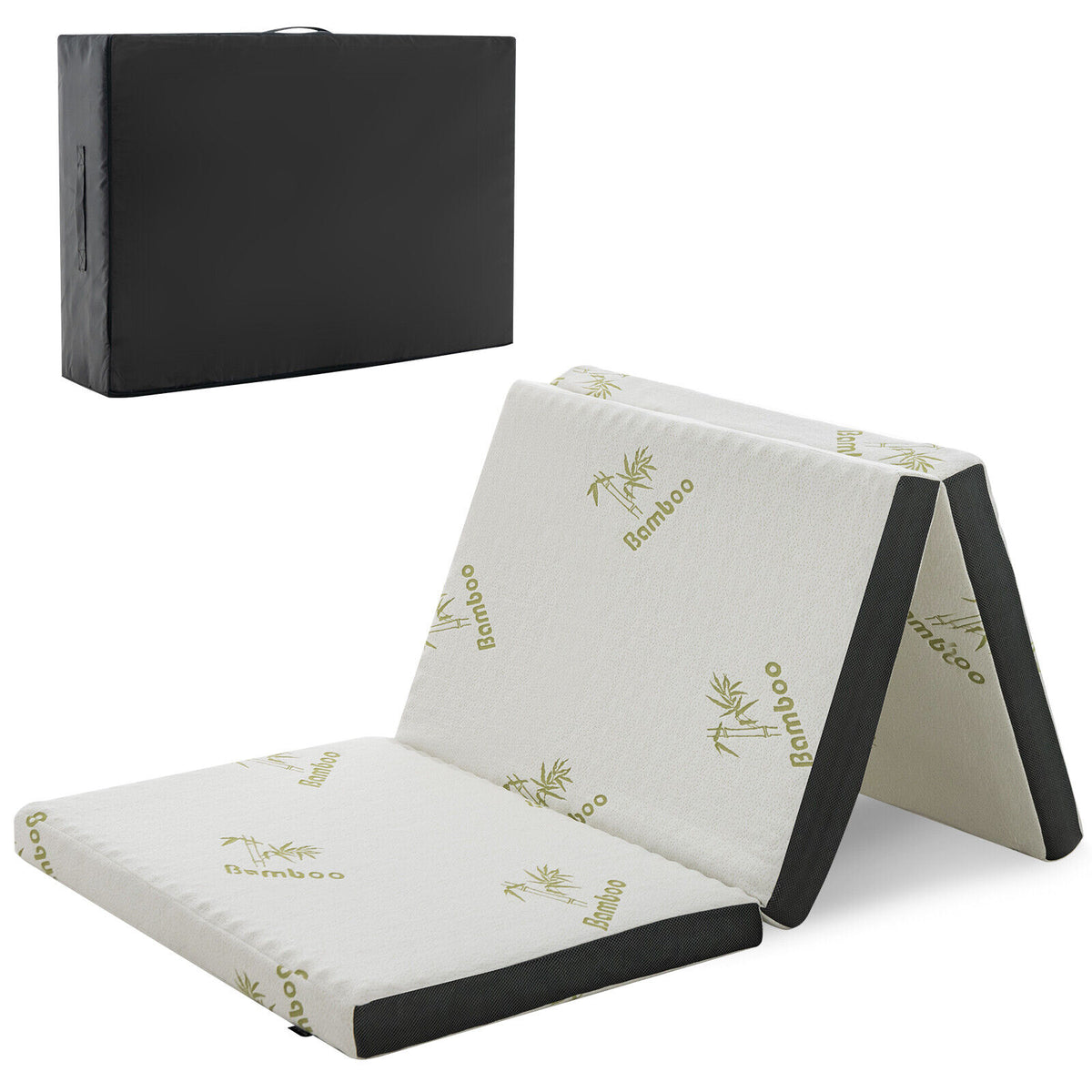 Portable Tri-fold Memory Foam Floor Mattress Topper Portable with Carrying Bag-S-Mattresses-DECOROLALA