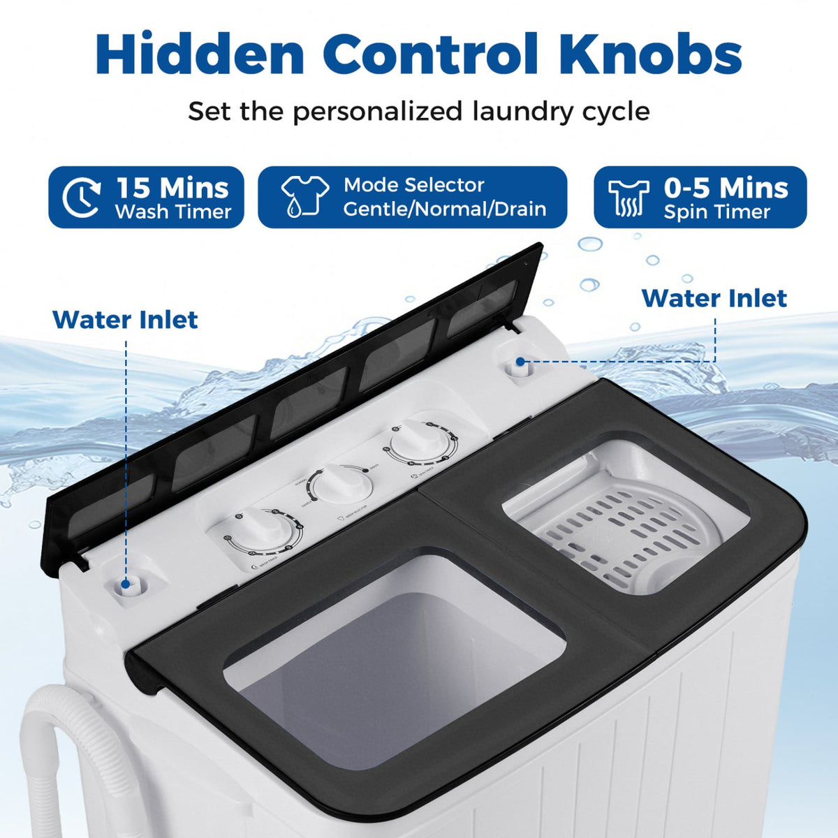 Portable Washing Machine 18 lbs Mini Laundry Machine with 11 LBS Washer-Grey-Washing Machines-DECOROLALA
