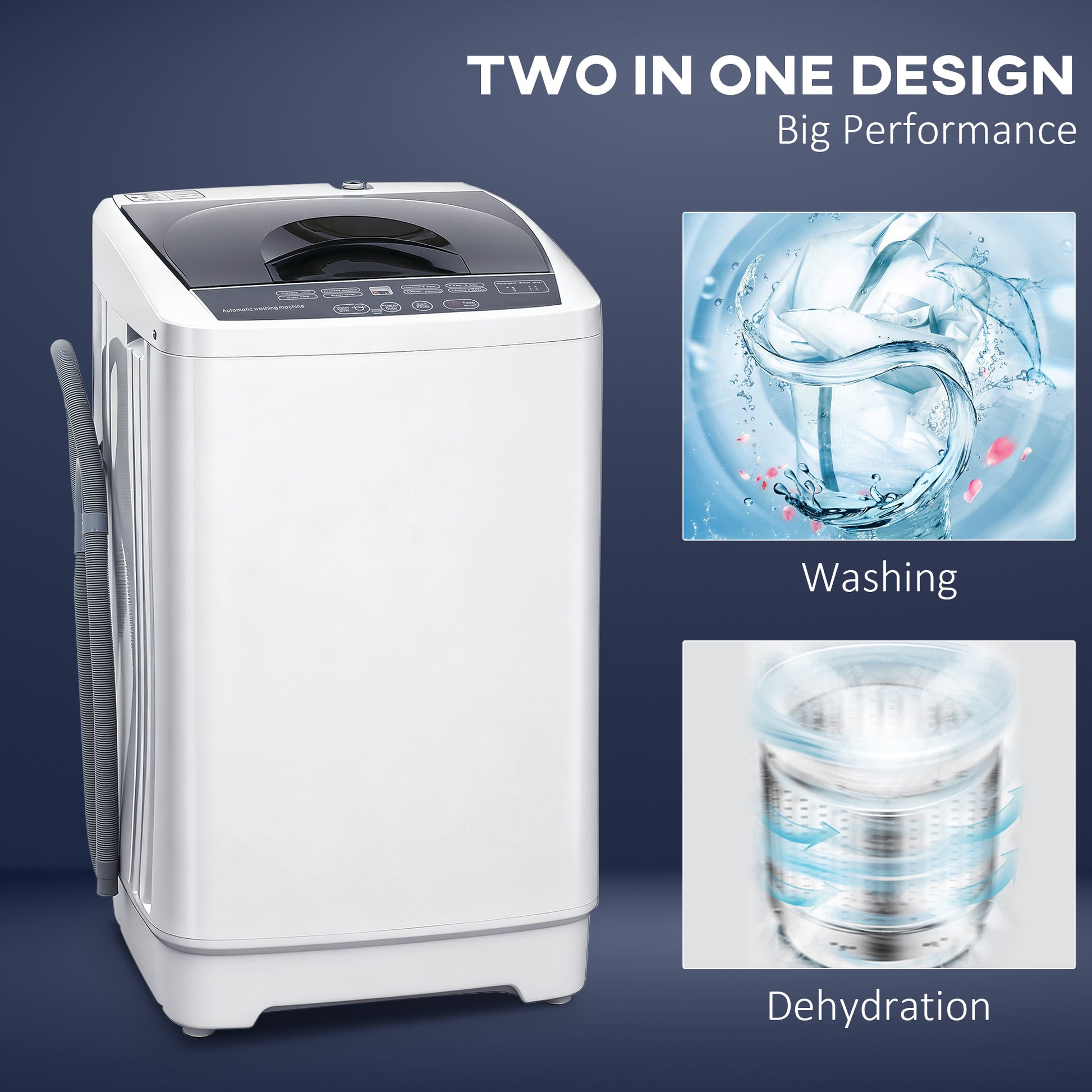Portable Washing Machine - 1.3 cu.ft. Full Automatic White-DECOROLALA
