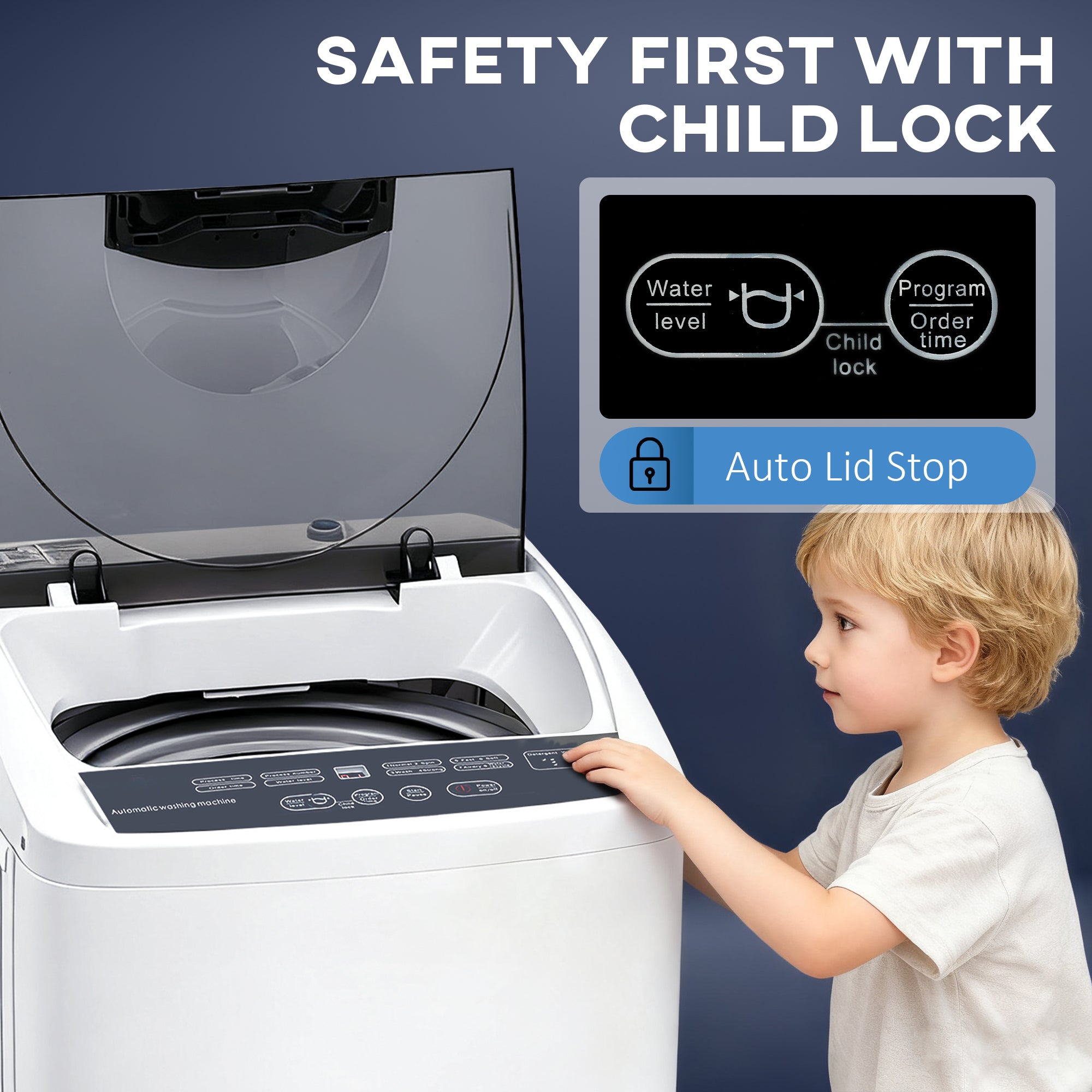 Portable Washing Machine - 1.3 cu.ft. Full Automatic White-DECOROLALA