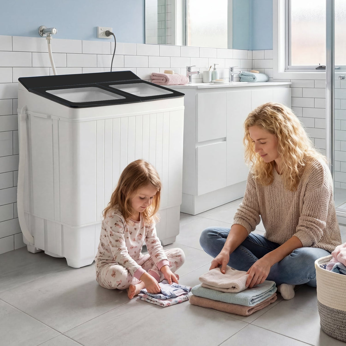 Portable Washing Machine with 18 LBS Washer and 8 LBS Spinner Combo-Black-Washing Machines-DECOROLALA