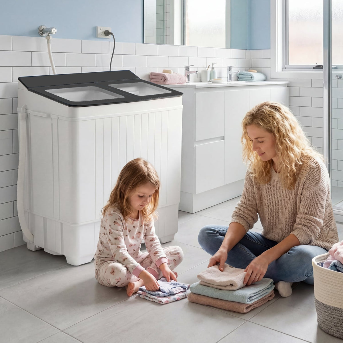 Portable Washing Machine with 18 LBS Washer and 8 LBS Spinner Combo-Gray-Washing Machines-DECOROLALA