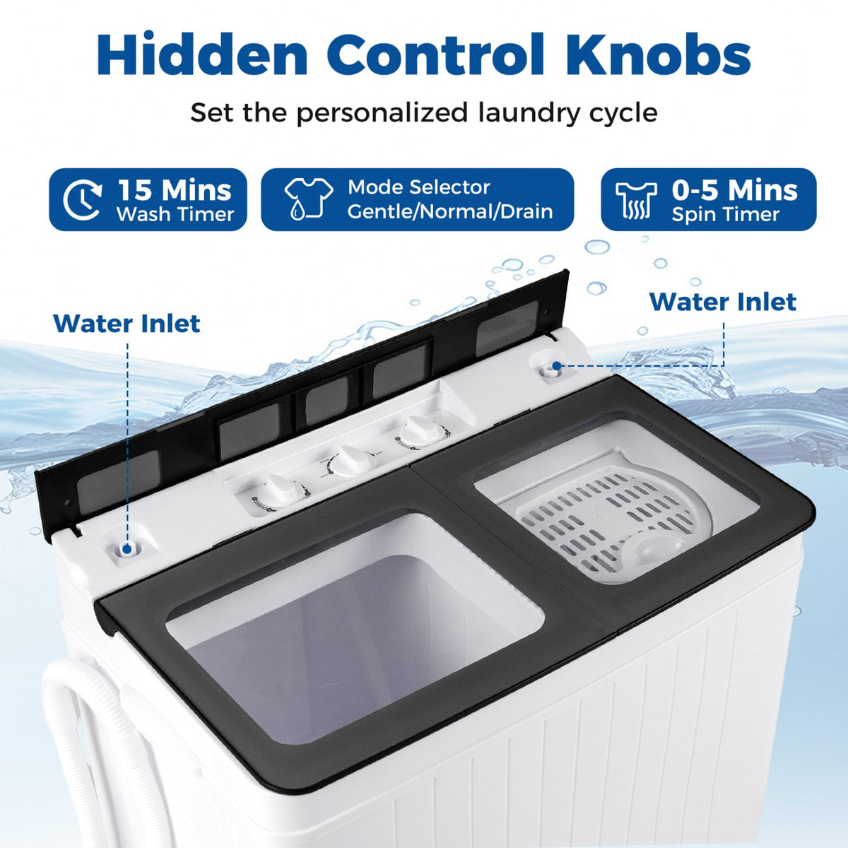 Portable Washing Machine with 18 LBS Washer and 8 LBS Spinner Combo-Gray-Washing Machines-DECOROLALA
