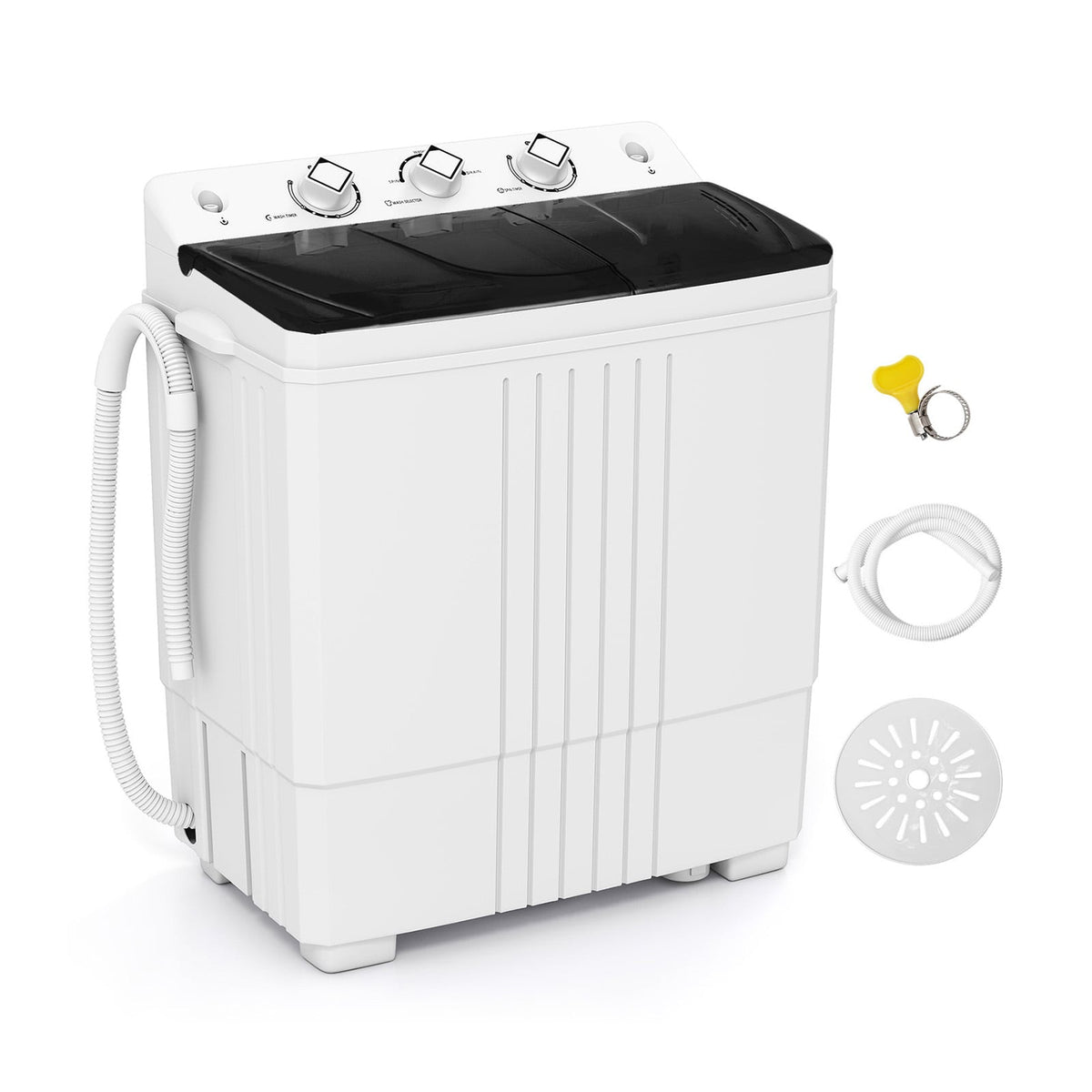 Portable Washing Machine with Built-in Drain Pump-Black-Washing Machines-DECOROLALA