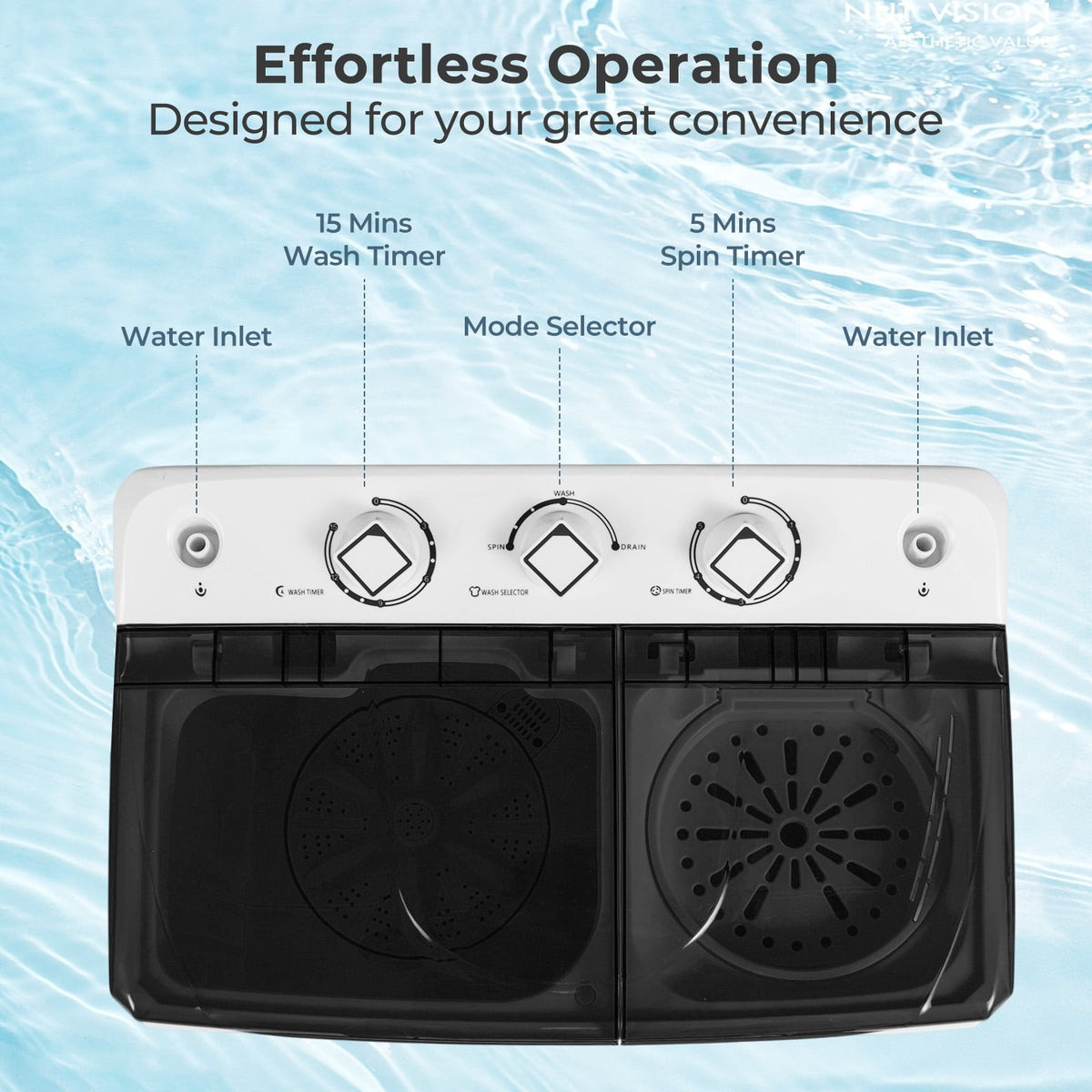 Portable Washing Machine with Built-in Drain Pump-Black-Washing Machines-DECOROLALA
