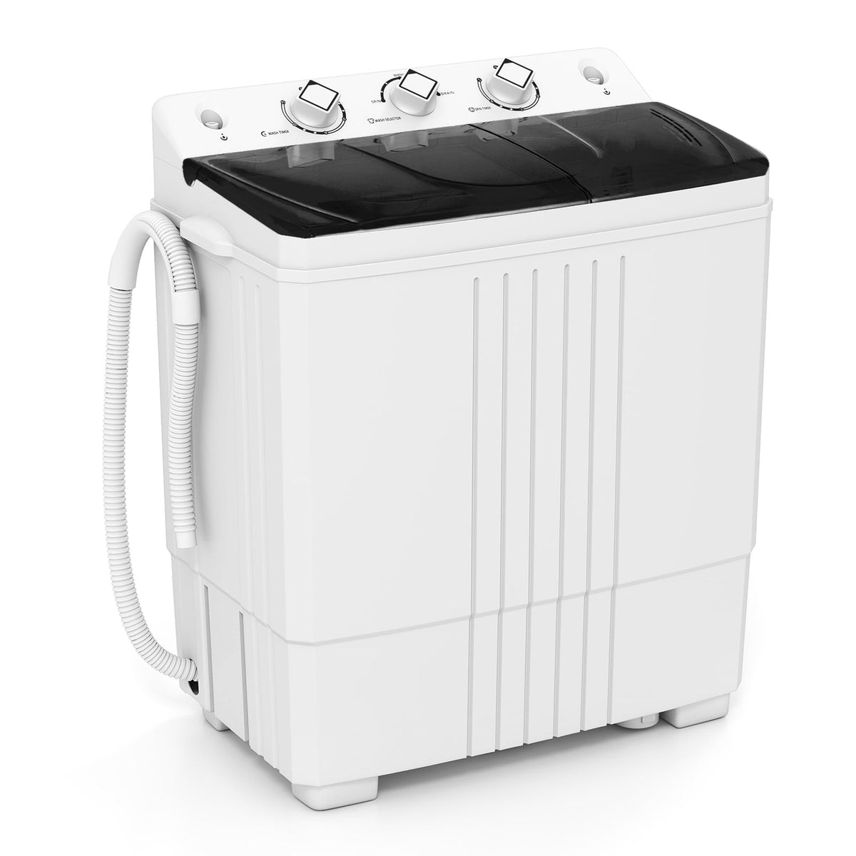 Portable Washing Machine with Built-in Drain Pump-Black-Washing Machines-DECOROLALA