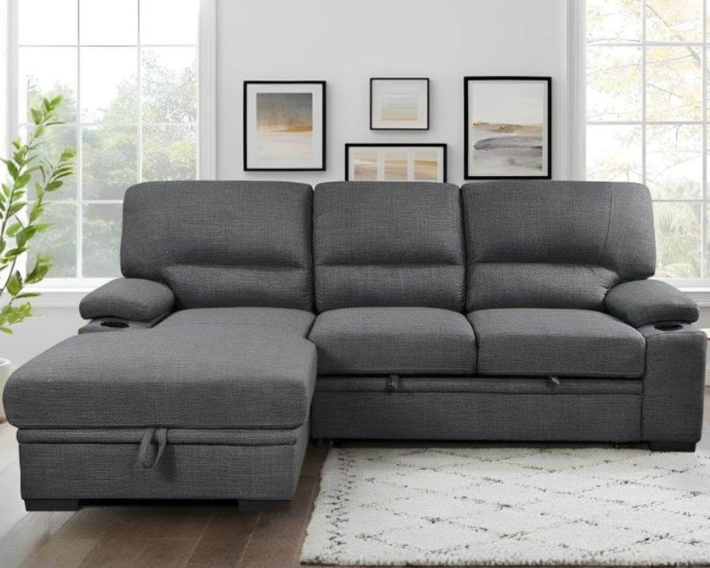Porter Sleeper Sectional with Cup Holders-Sleeper Sofas-DECOROLALA
