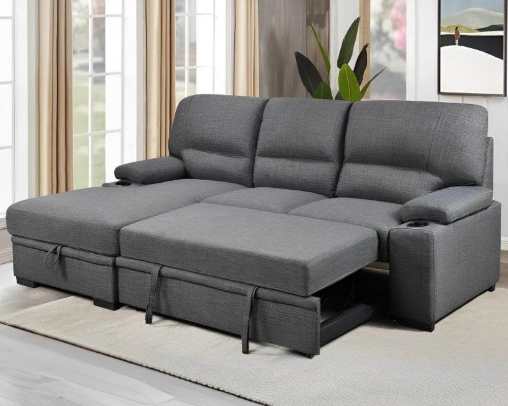 Porter Sleeper Sectional with Cup Holders-Sleeper Sofas-DECOROLALA