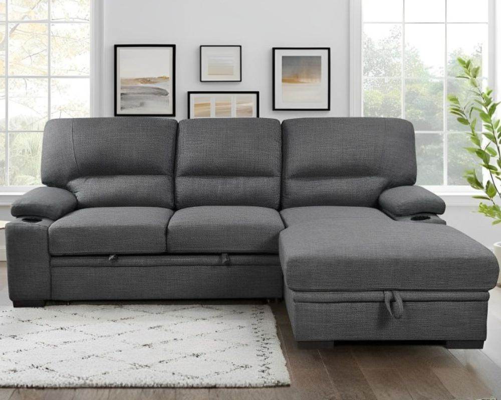 Porter Sleeper Sectional with Cup Holders-Sleeper Sofas-DECOROLALA