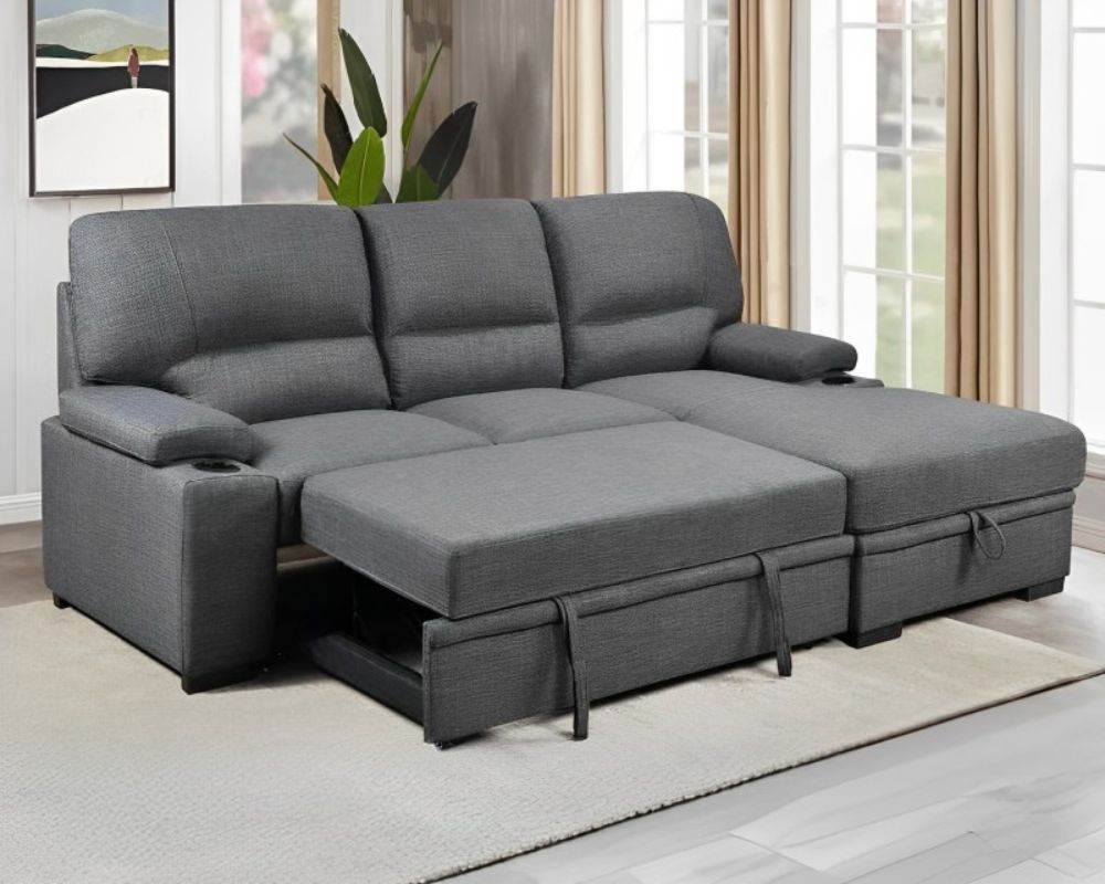 Porter Sleeper Sectional with Cup Holders-Sleeper Sofas-DECOROLALA