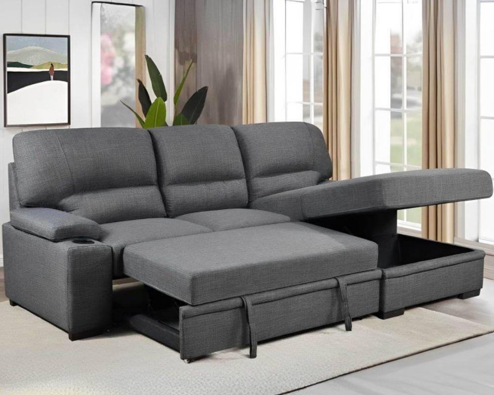 Porter Sleeper Sectional with Cup Holders-Sleeper Sofas-DECOROLALA
