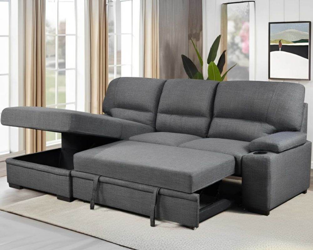 Porter Sleeper Sectional with Cup Holders-Sleeper Sofas-DECOROLALA